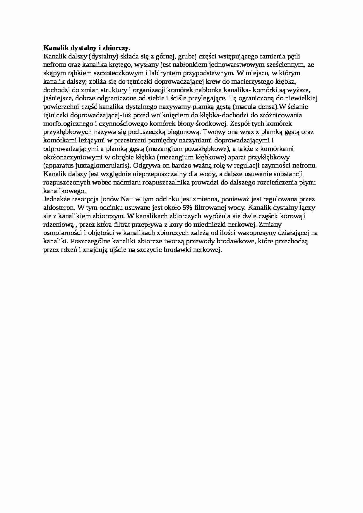 Kanalik dystalny i zbiorczy -omówienie - strona 1