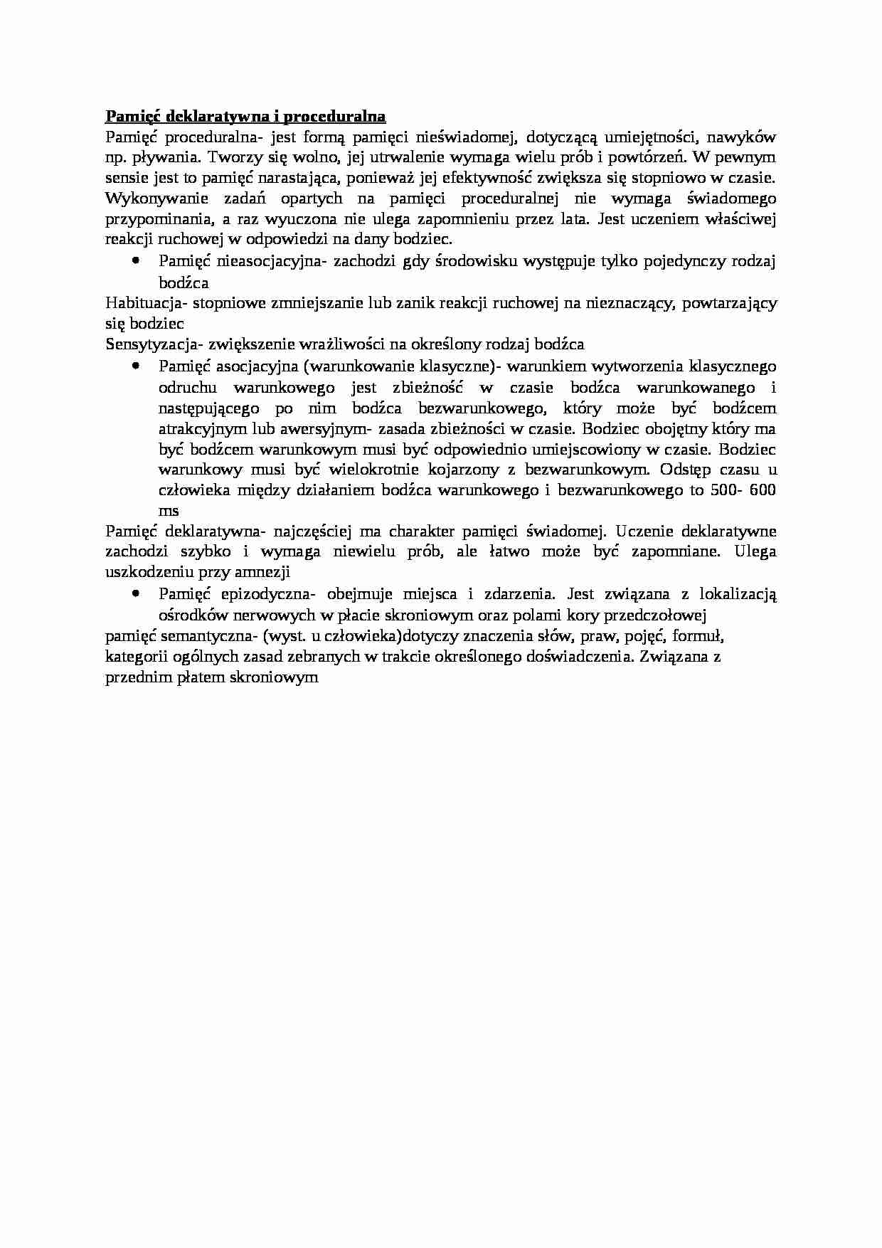 Pamięć deklaratywna i proceduralna - omówienie - strona 1