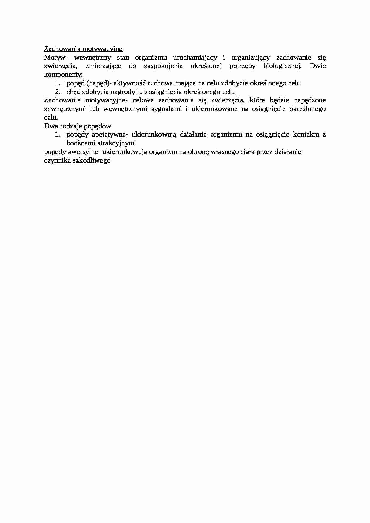 Zachowanie motywacyjne - omówienie - strona 1