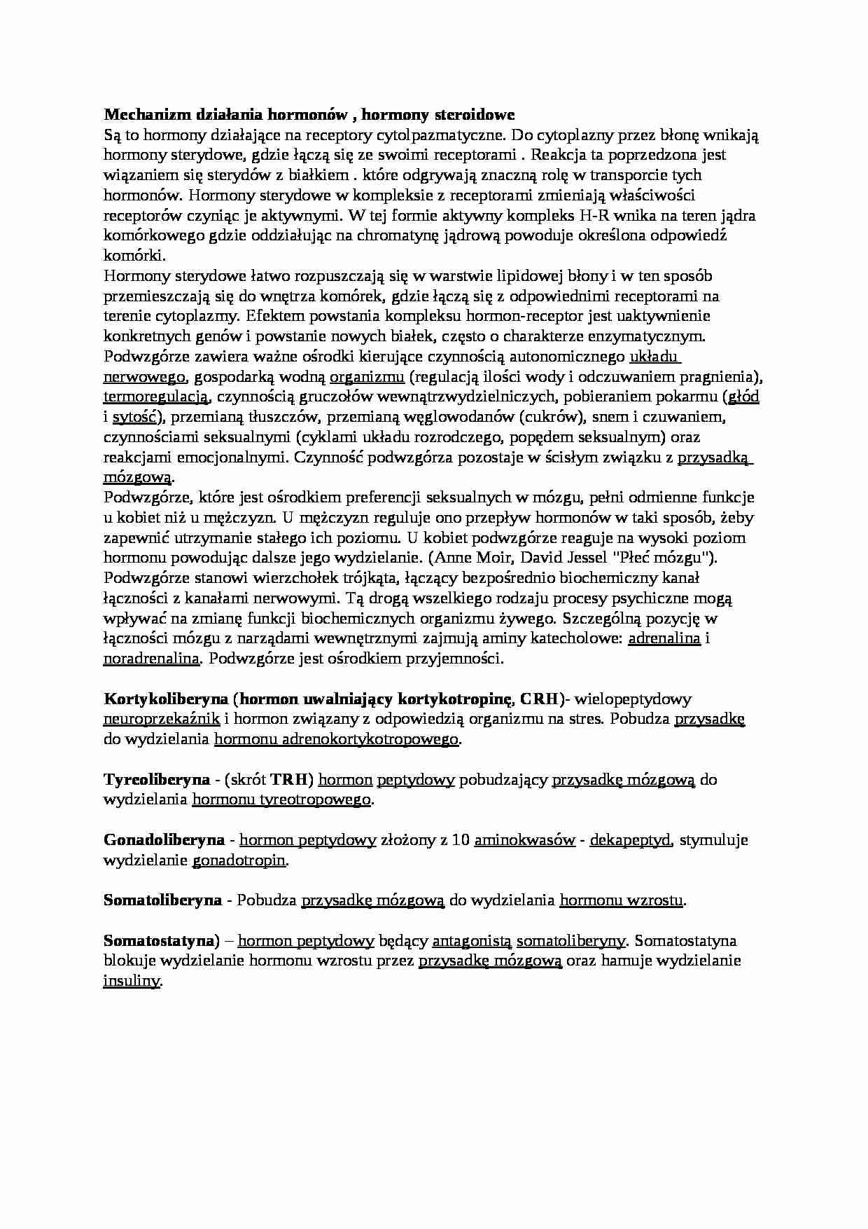 Mechanizm działania hormonów - omówienie - strona 1