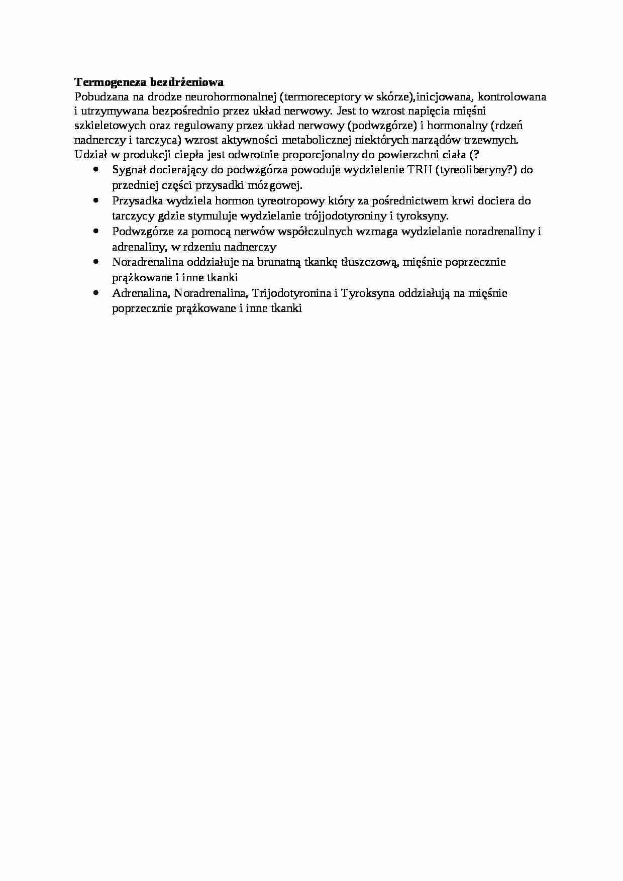 Termogeneza bezdrżeniowa - omówienie, sem I-IV - strona 1