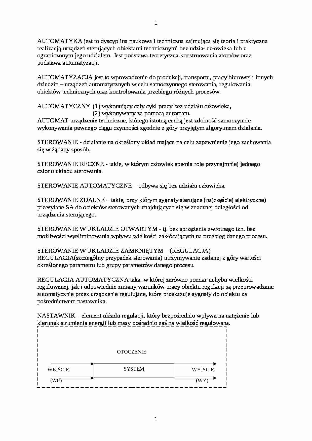 Automatyka - Sterowanie - strona 1
