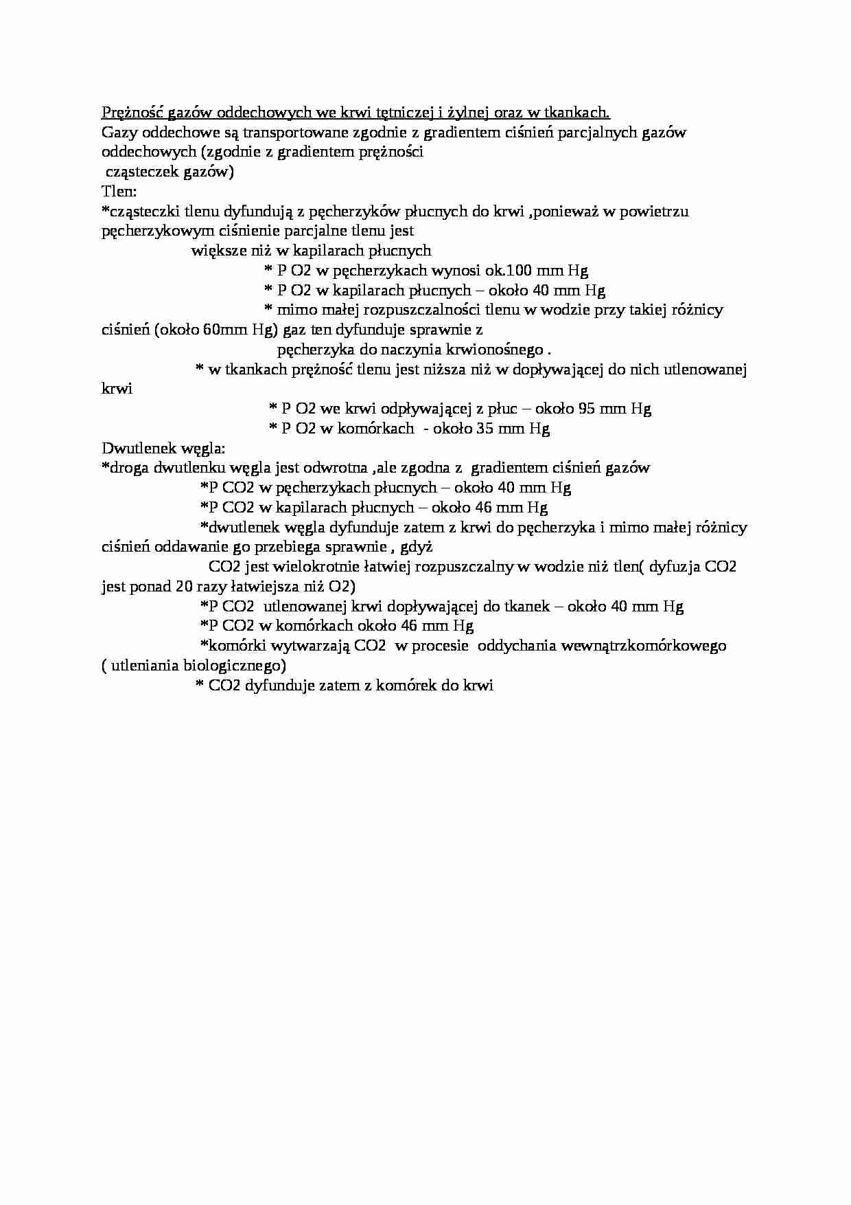 Prężność gazów oddechowych we krwi - wykład - strona 1