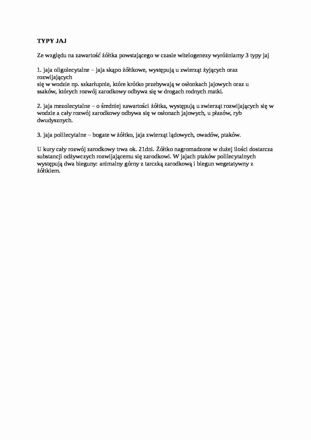 Opracowanie - typy jaj - strona 1