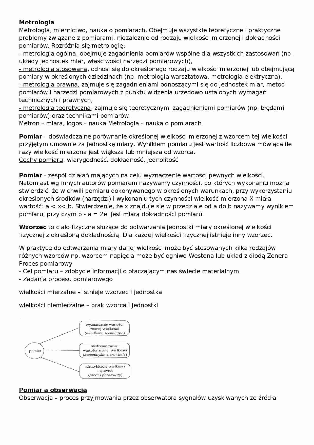 Metrologia wstęp, + błedy, graficzne opracowanie pomiaru, analiza błędów - strona 1