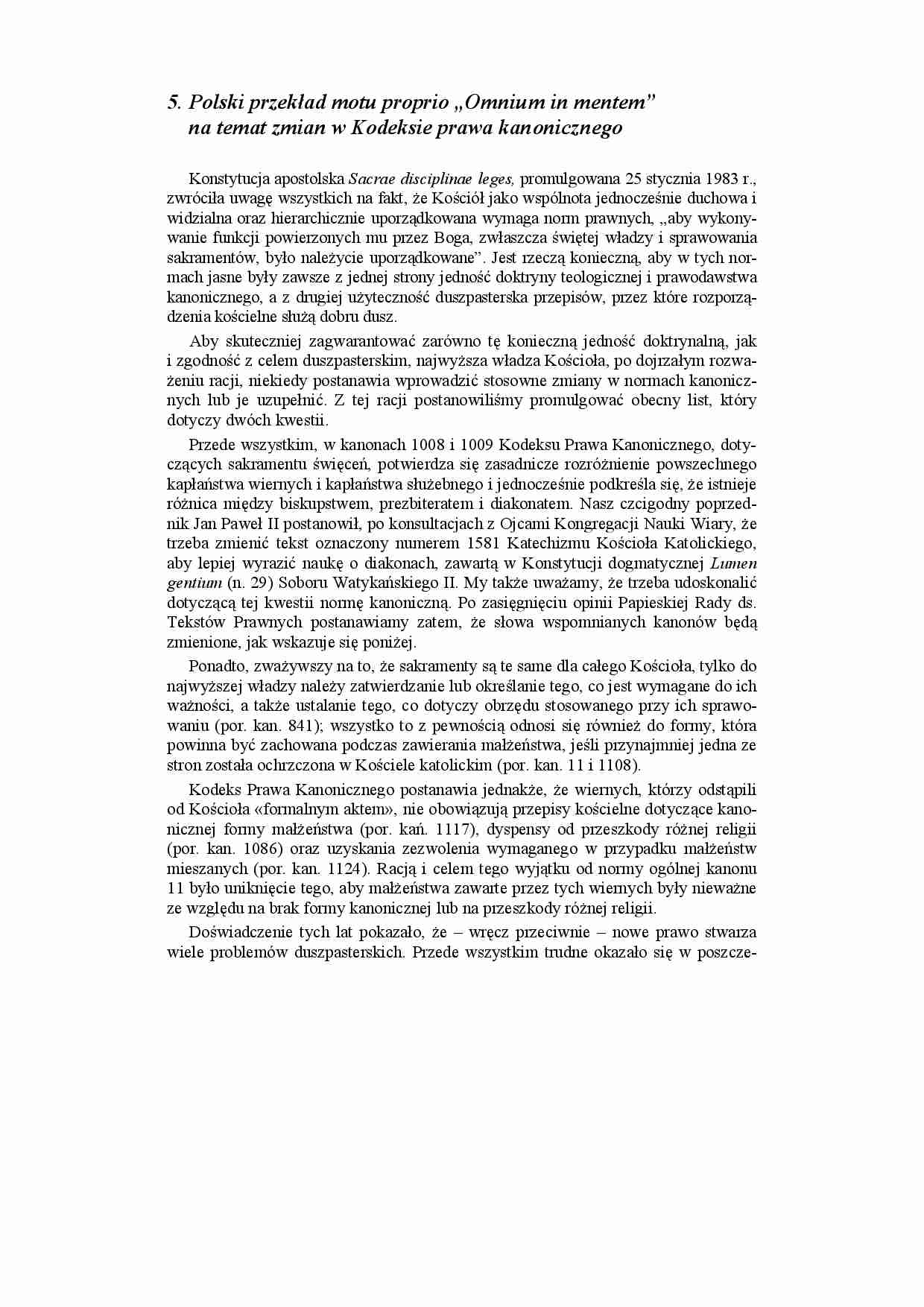 motu proprio omnium in mentem - omówienie - strona 1