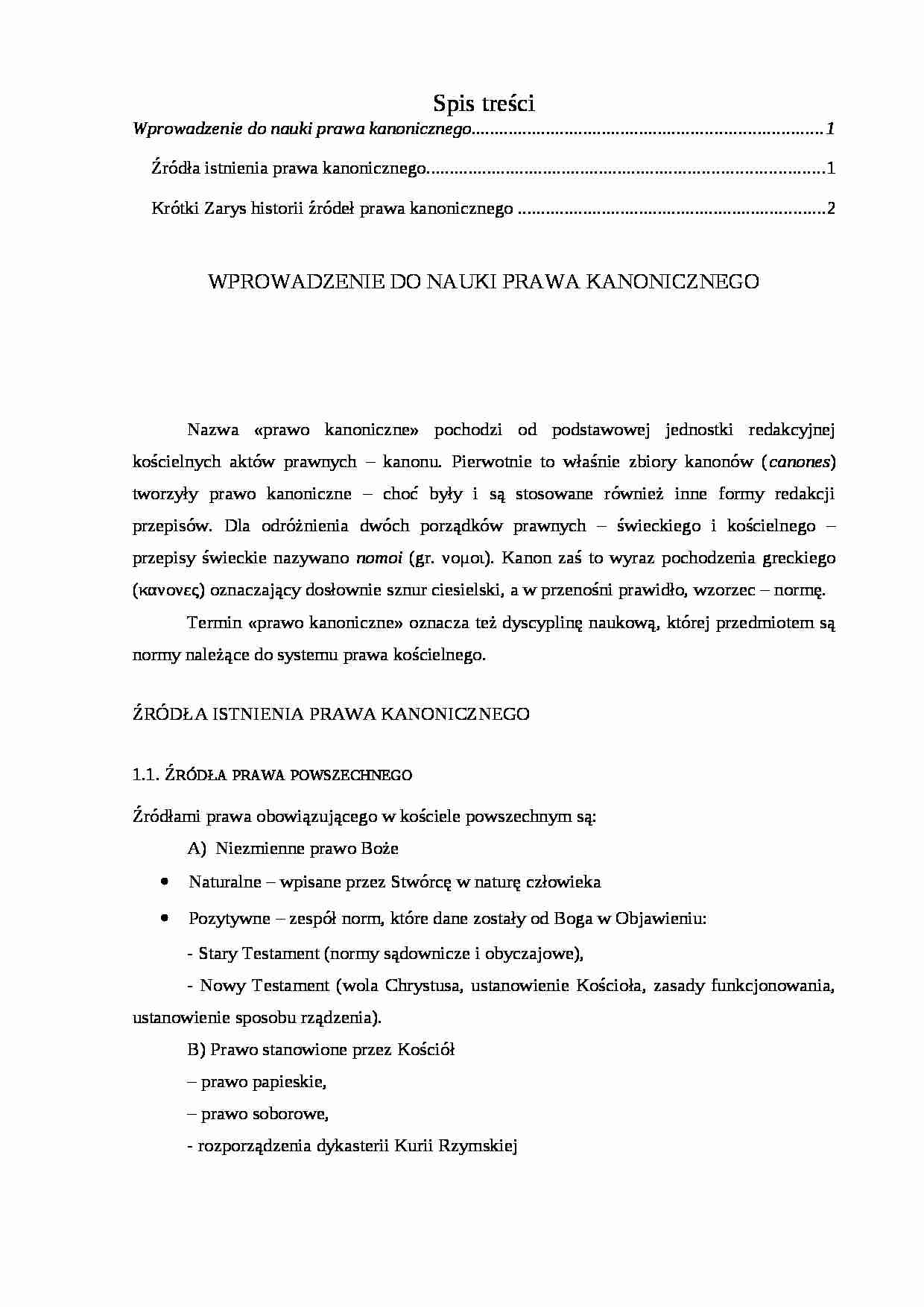 Wprowadzenie do Prawa Kanonicznego - strona 1
