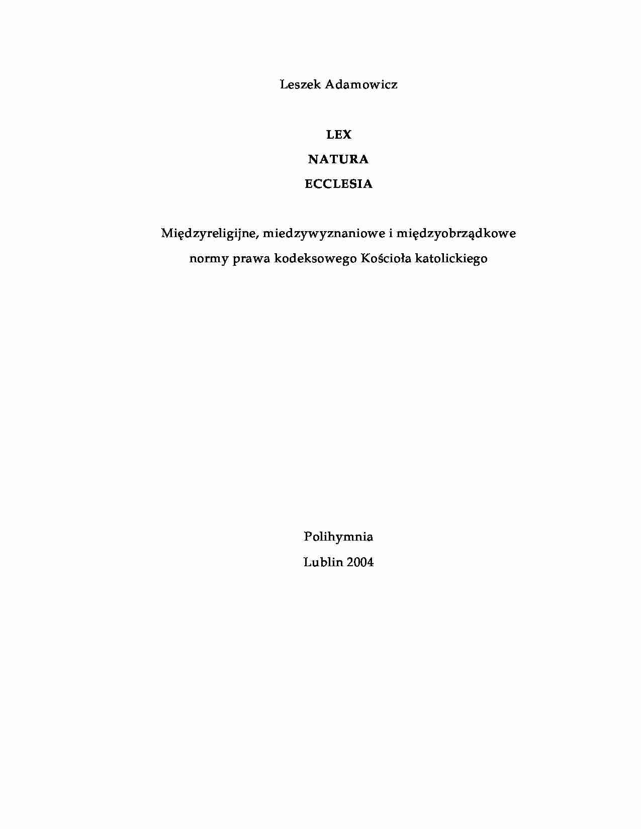 Lex natura ecclesia - omówienie  - strona 1