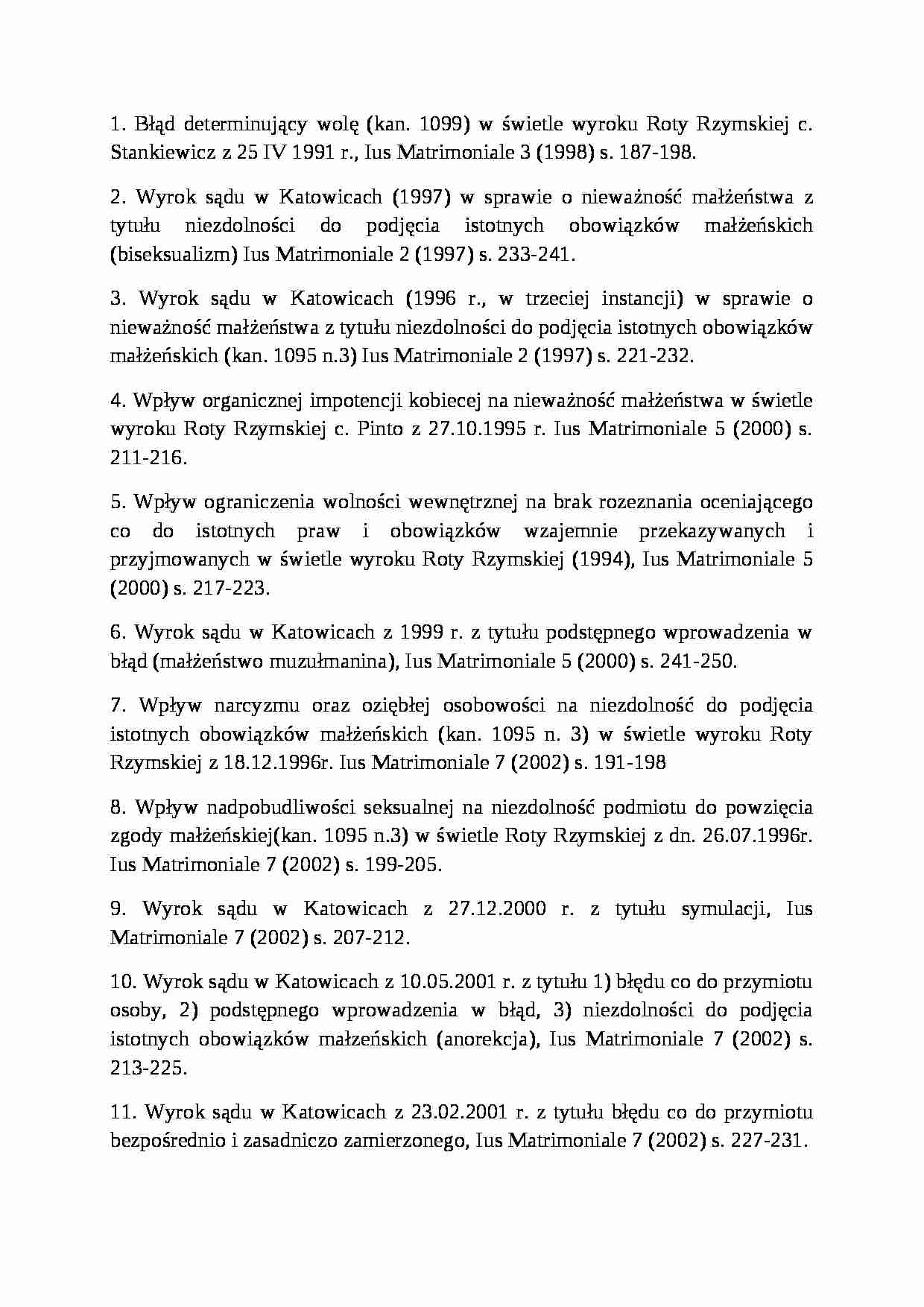 Spis orzeczeń - omówienie - strona 1