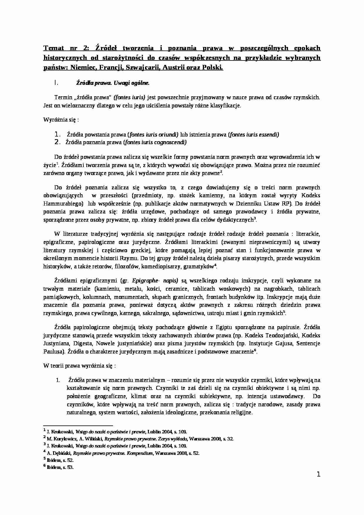 Źródła  tworzenia i poznania prawa - omówienie  - strona 1