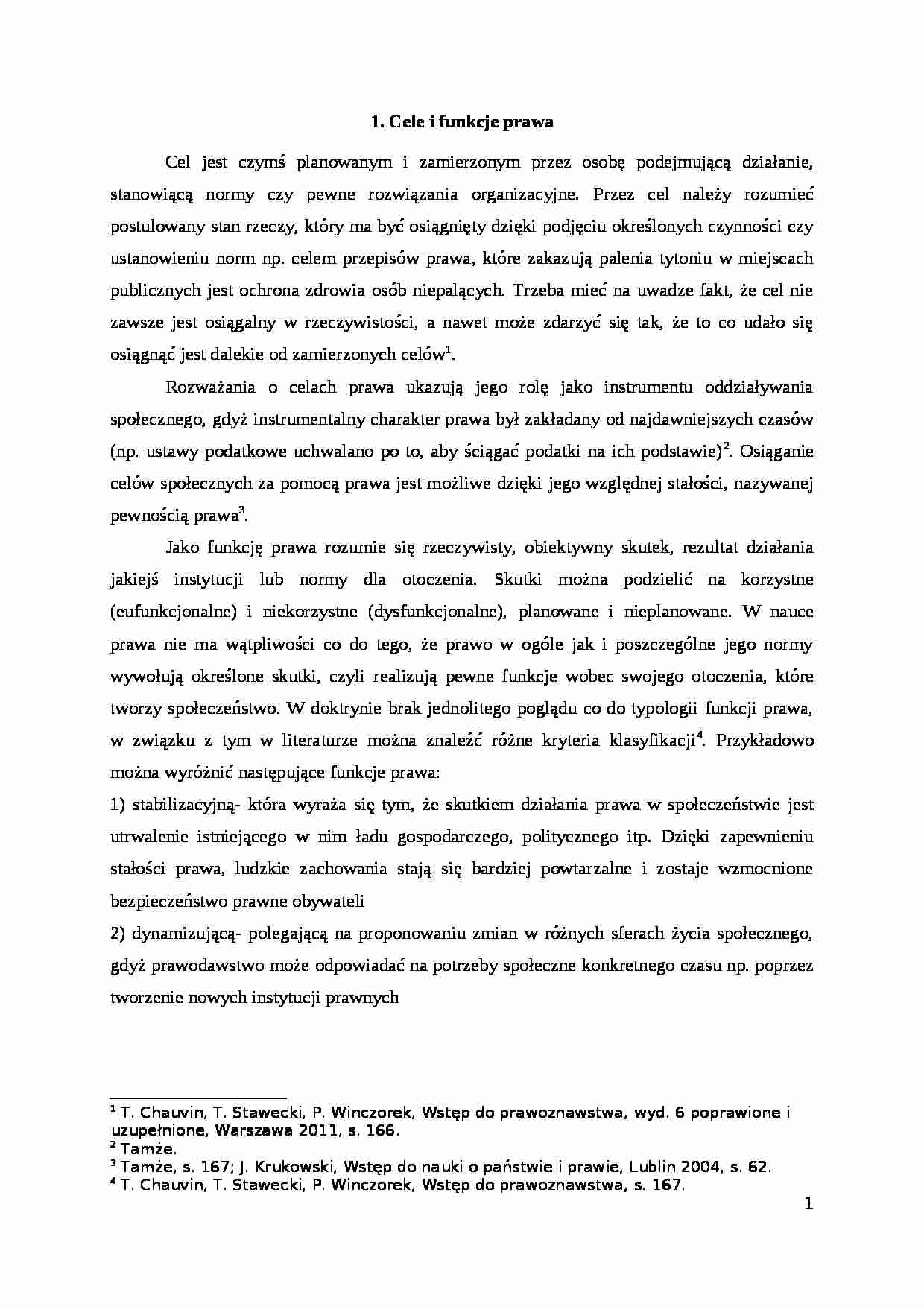 Cele i funkcje prawa - omówienie - strona 1