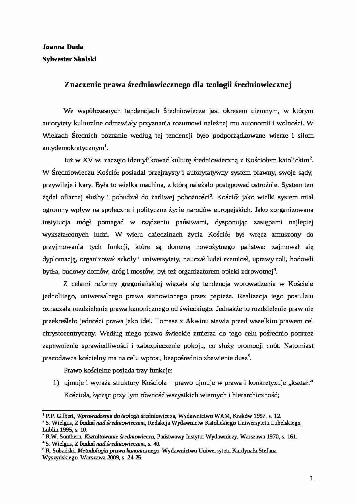 Znaczenie prawa kanonicznego dla teologii  - strona 1
