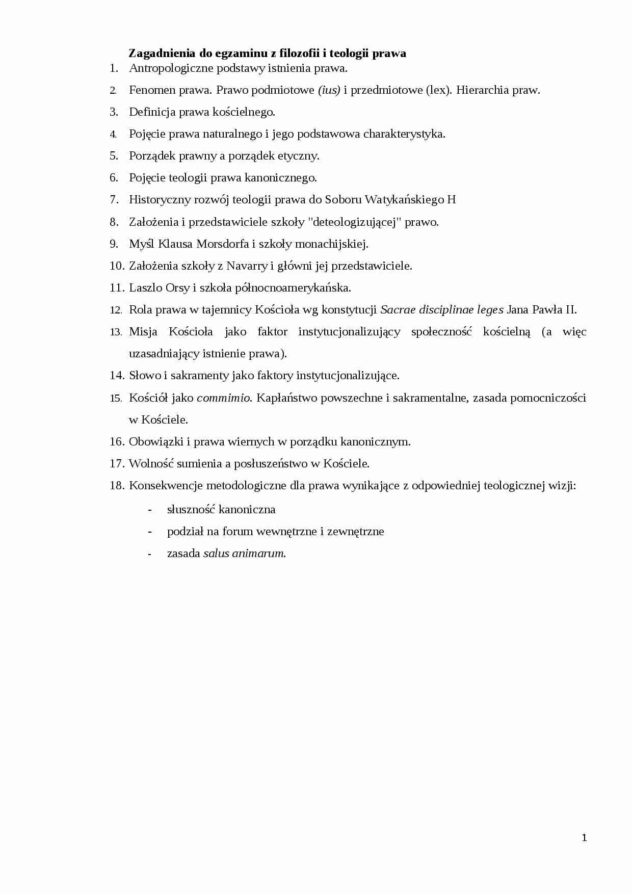 Teologia prawa kanonicznego - opracowanie  - strona 1