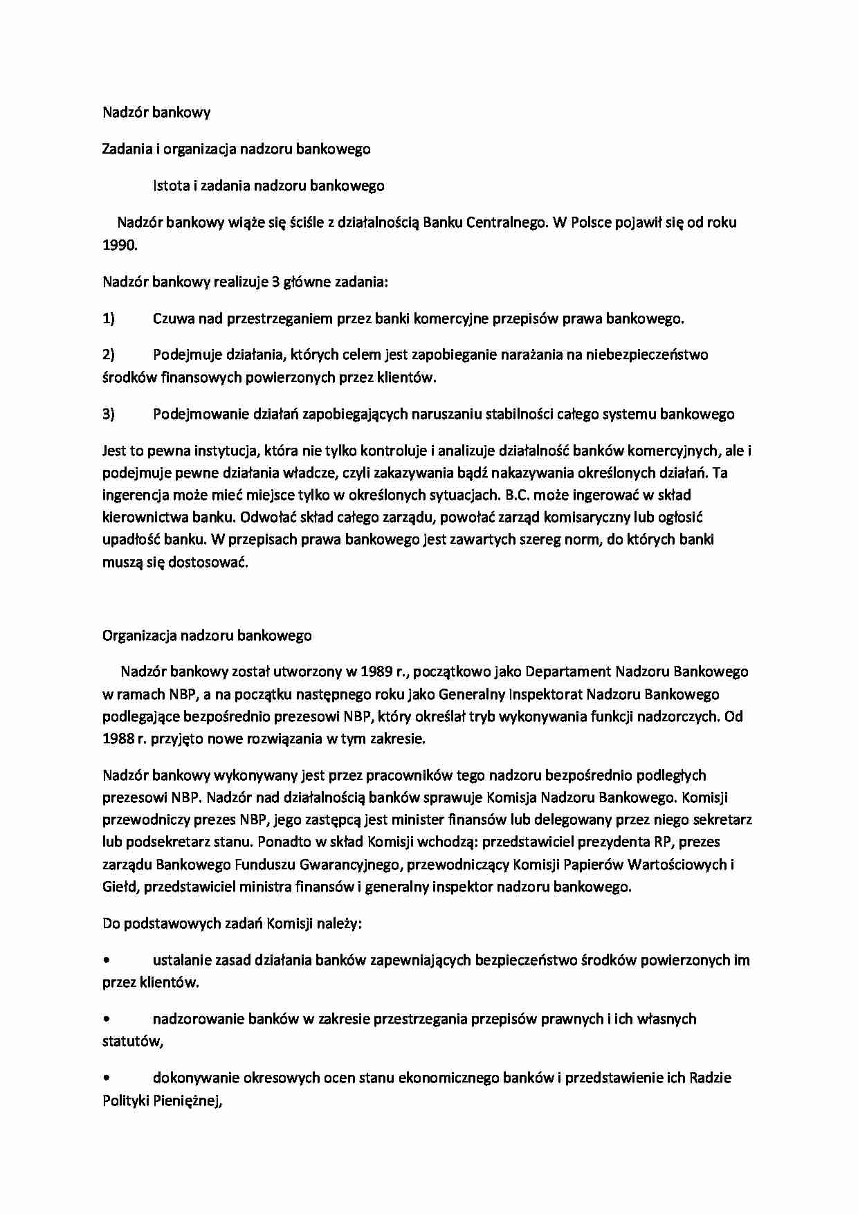 Nadzór bankowy - wykład - strona 1