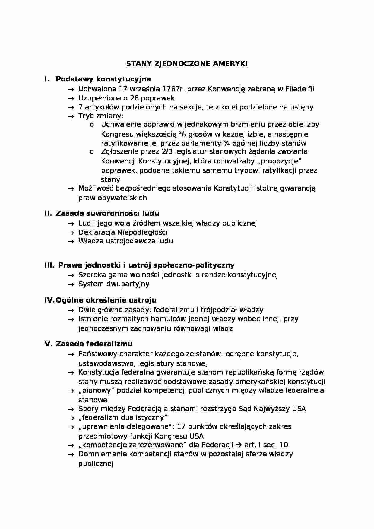 Konstytucja USA - wykład - strona 1