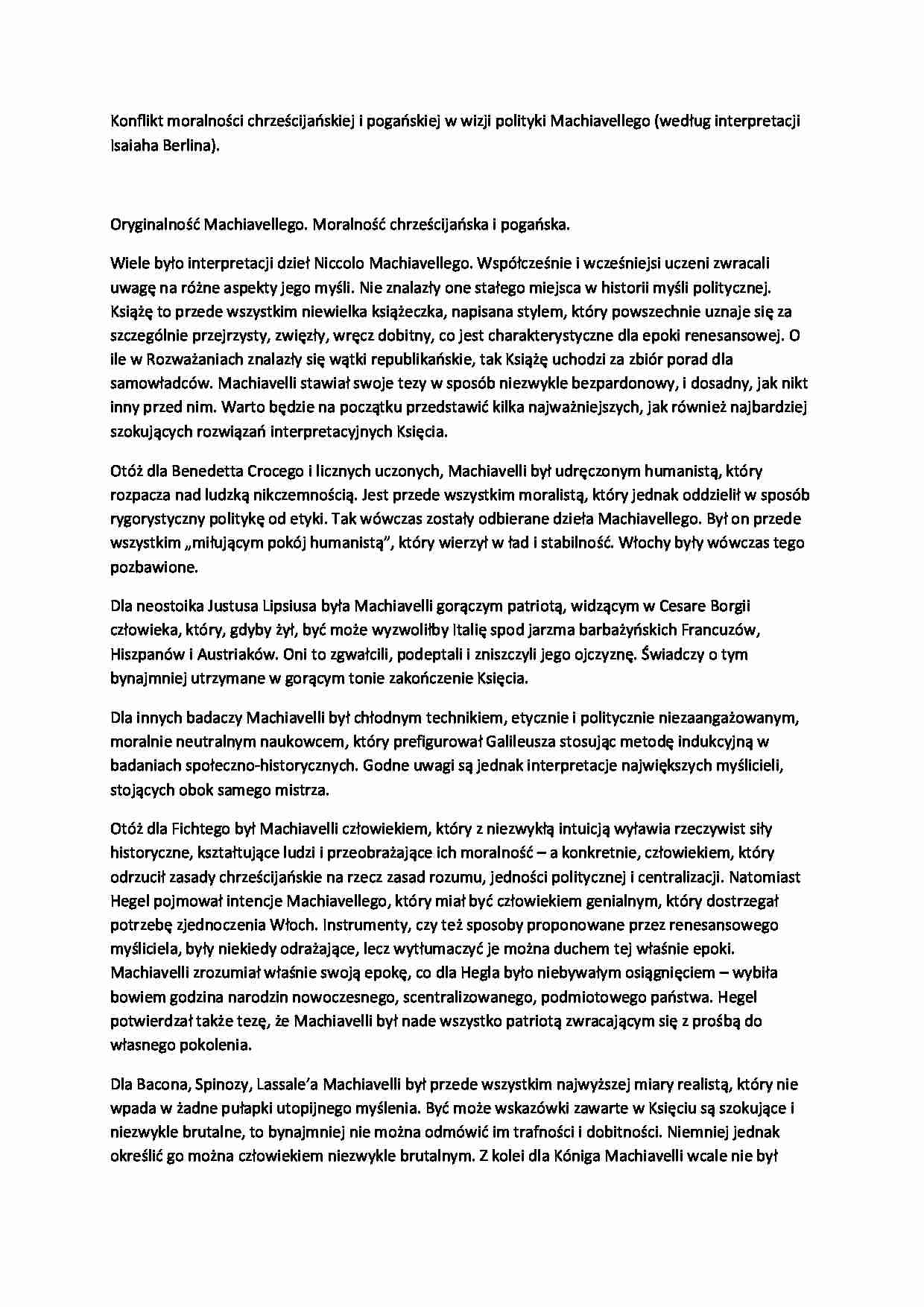 Konflikt moralności chrześcijańskiej i pogańskiej wykład, 2sem - strona 1