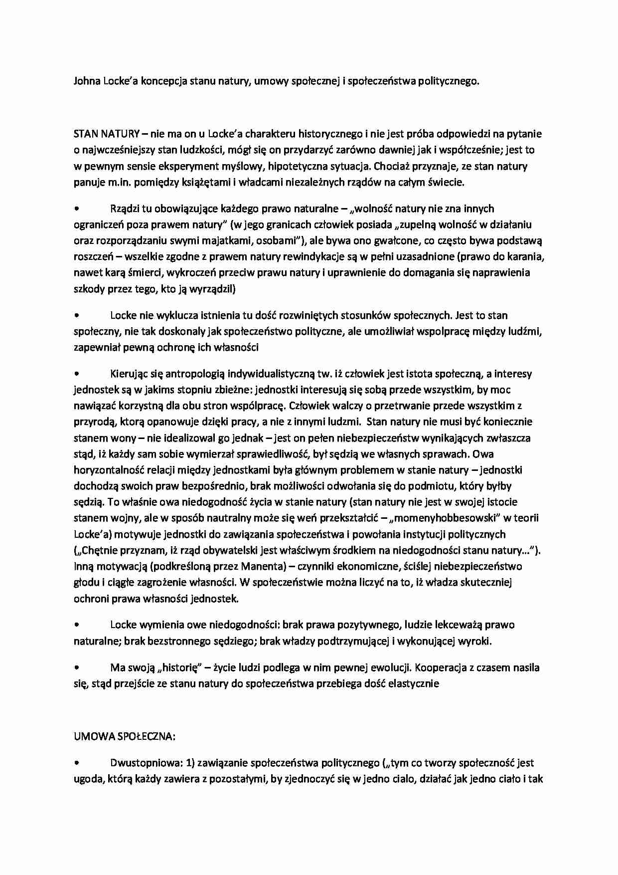 Wykład - umowy społeczeństwa politycznego - wykład, 2senm - strona 1