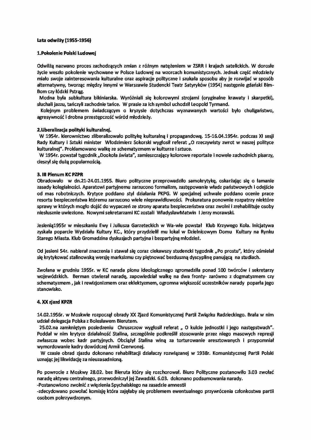 Lata odwilży - wykład, 2sem - strona 1