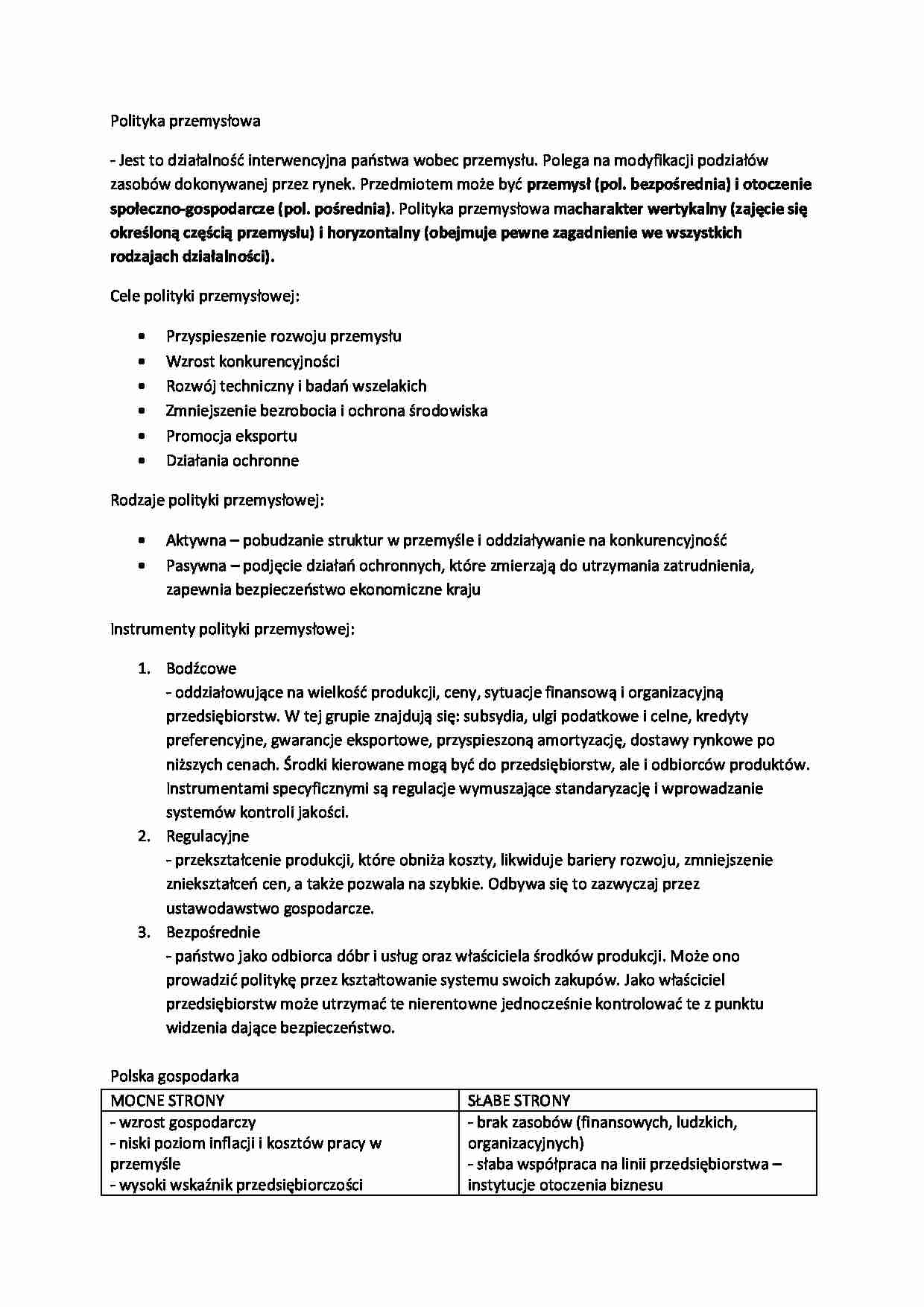 Polityka przemysłowa - wykład - Krajowy Program Reform - strona 1