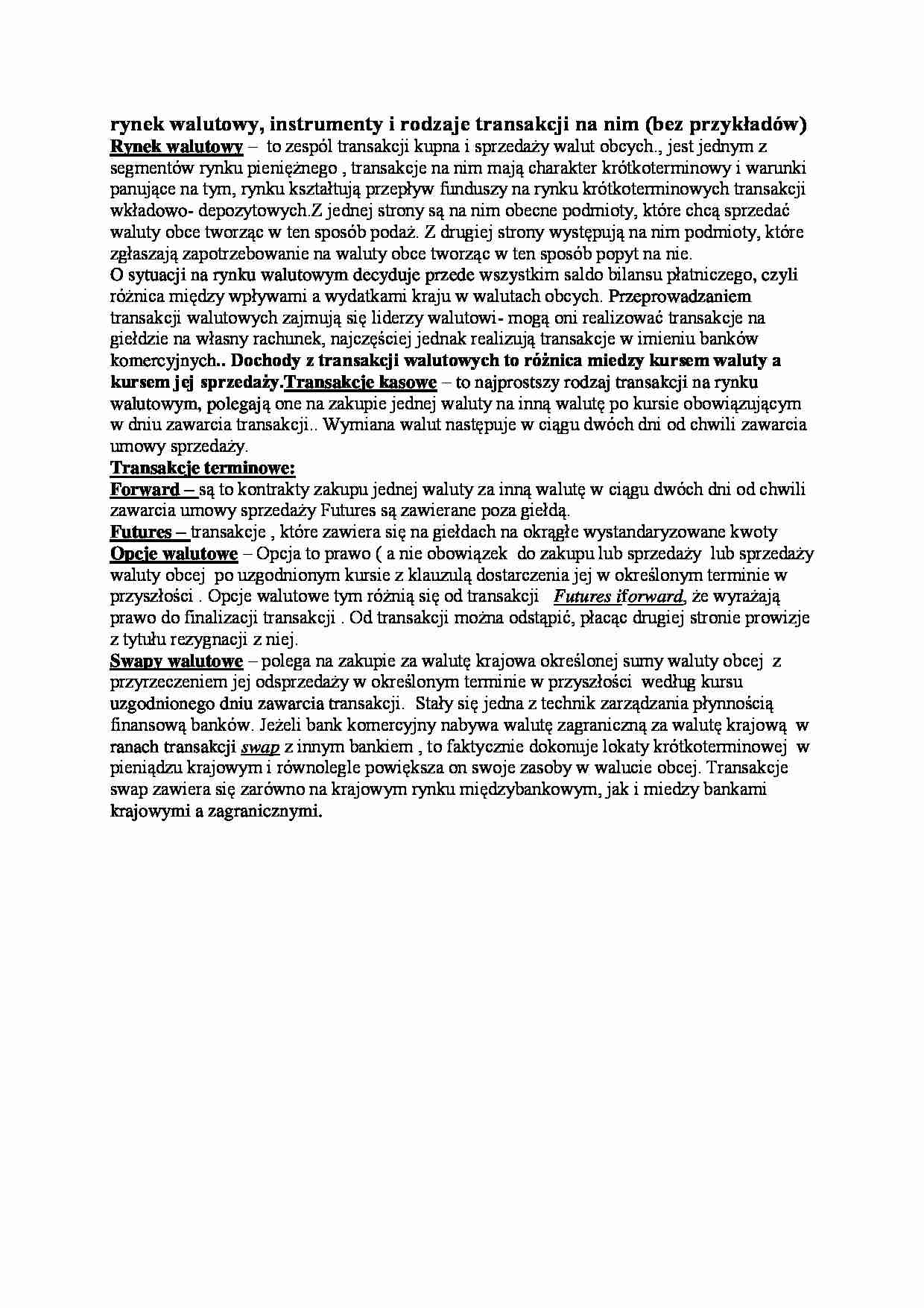 Instrumenty i rodzaje transakcji na nim (bez przykładów) - strona 1