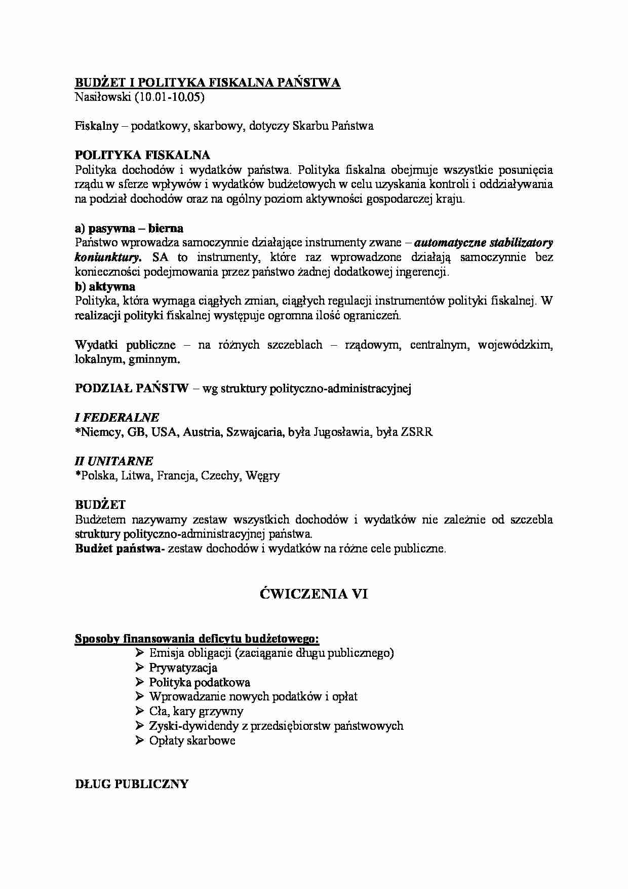 Budżet i polityka fiskalna II sem - strona 1