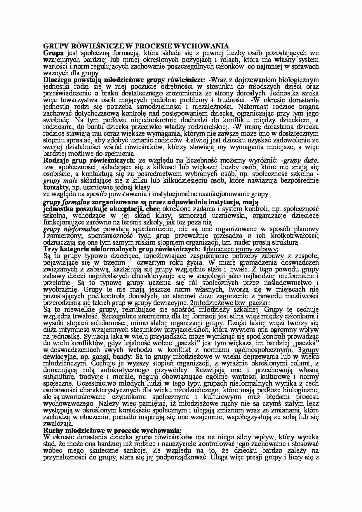 Grupy w procesie wychowania - IIsem - strona 1