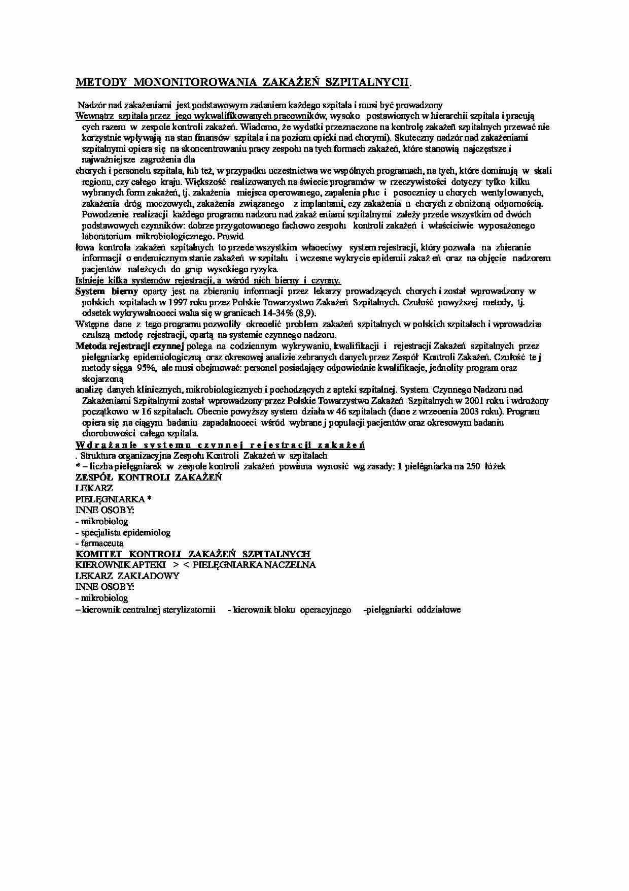 Monitorowanie zakażeń  szpitalnych - omówienie - strona 1