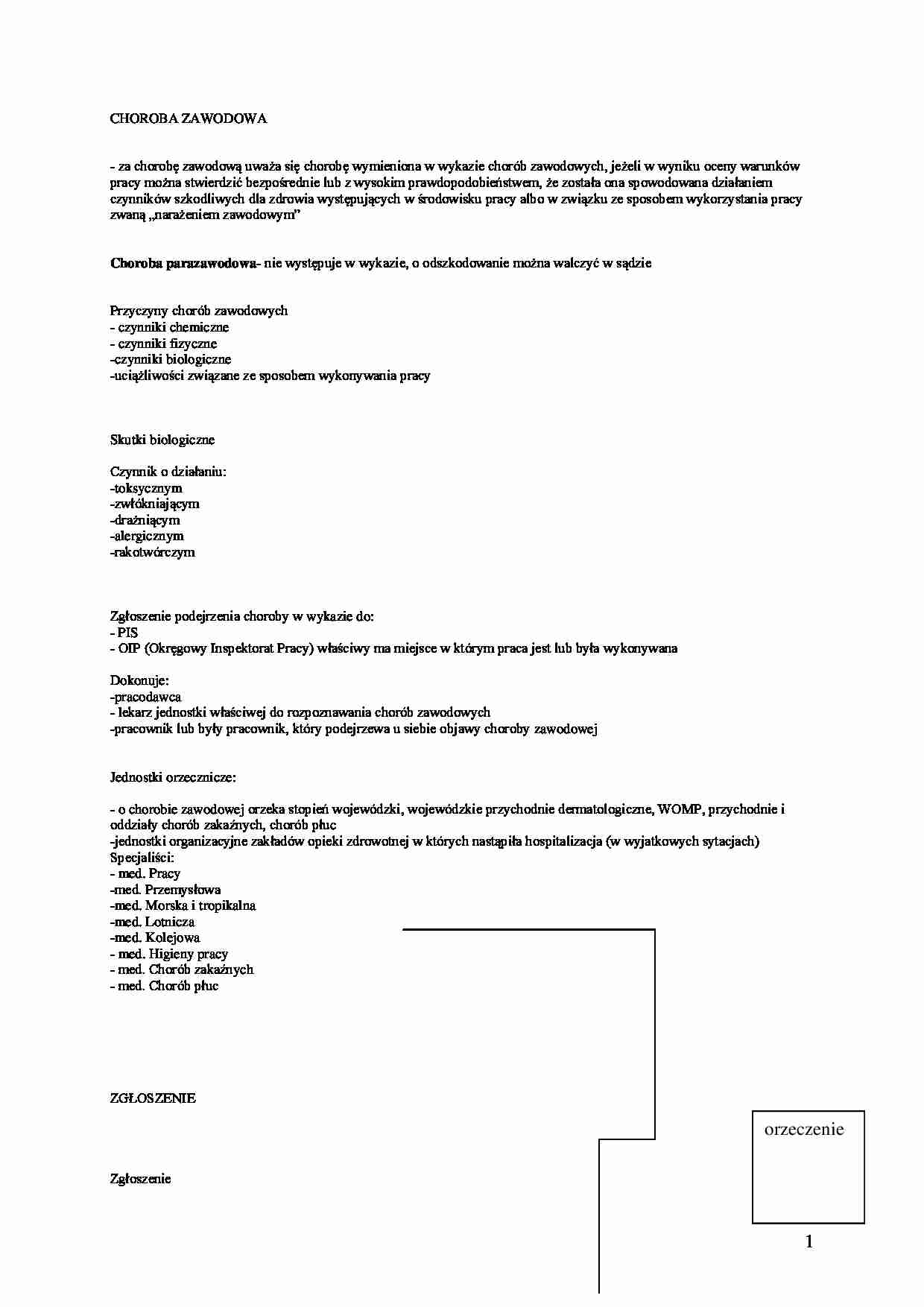 Choroba zawodowa- omówienie - Środowisko pracy - strona 1