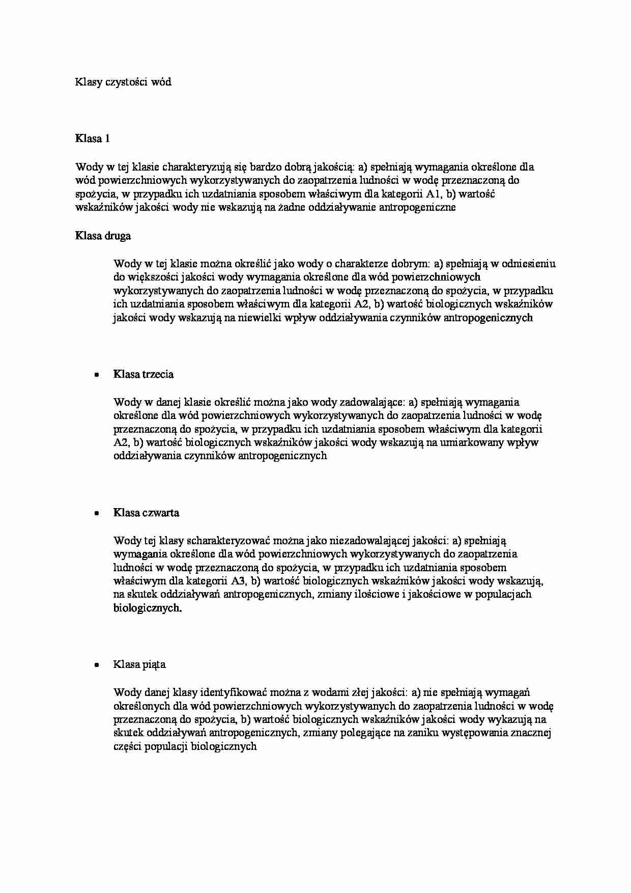 Klasy czystości wód - omówienie - strona 1