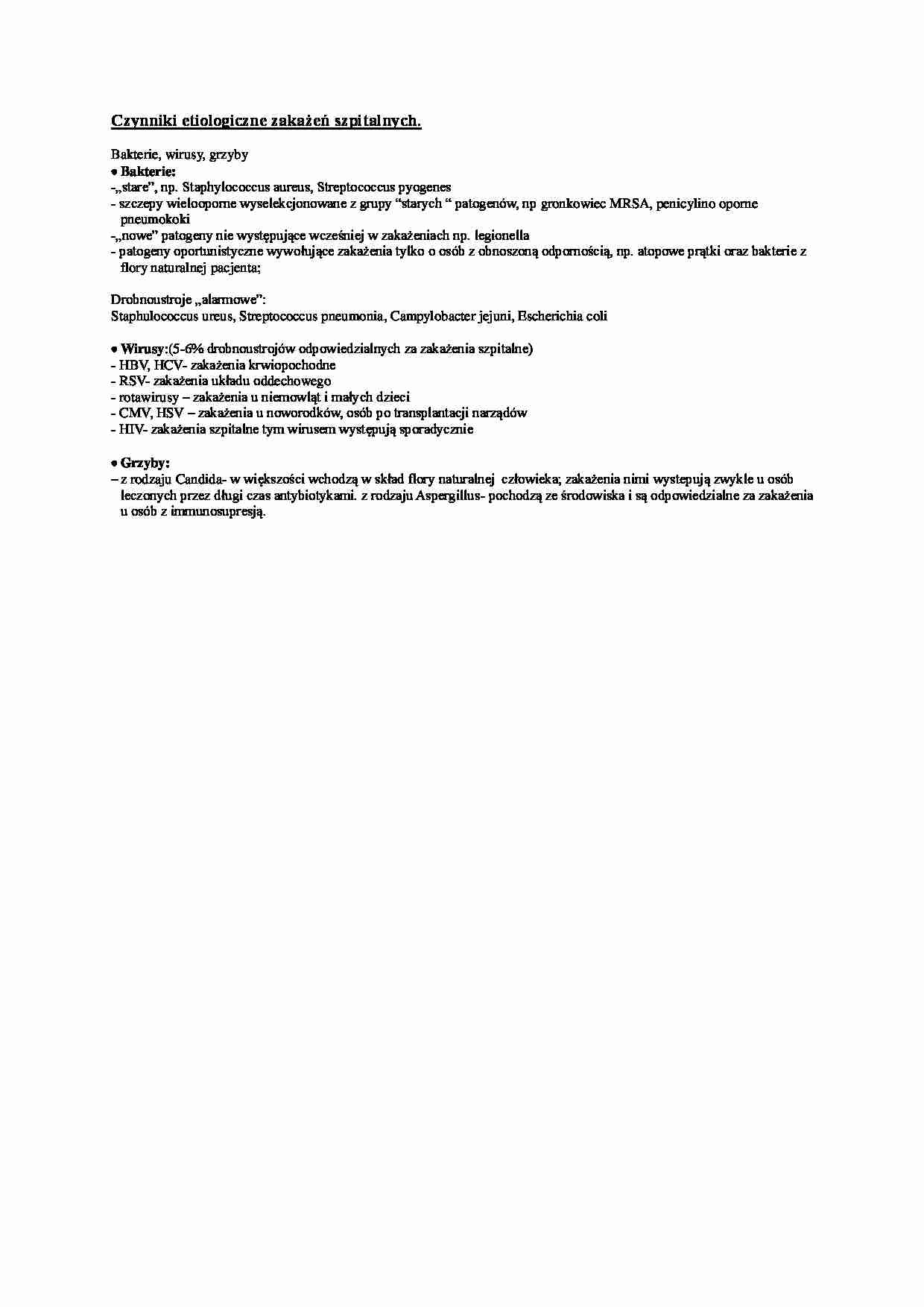 Czynniki etiologiczne zakażeń  szpitalnych - omówienie - strona 1