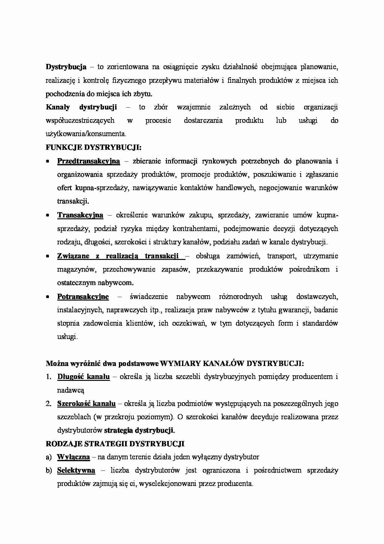 Dystrybucja - omówienie  (sem III) - strona 1