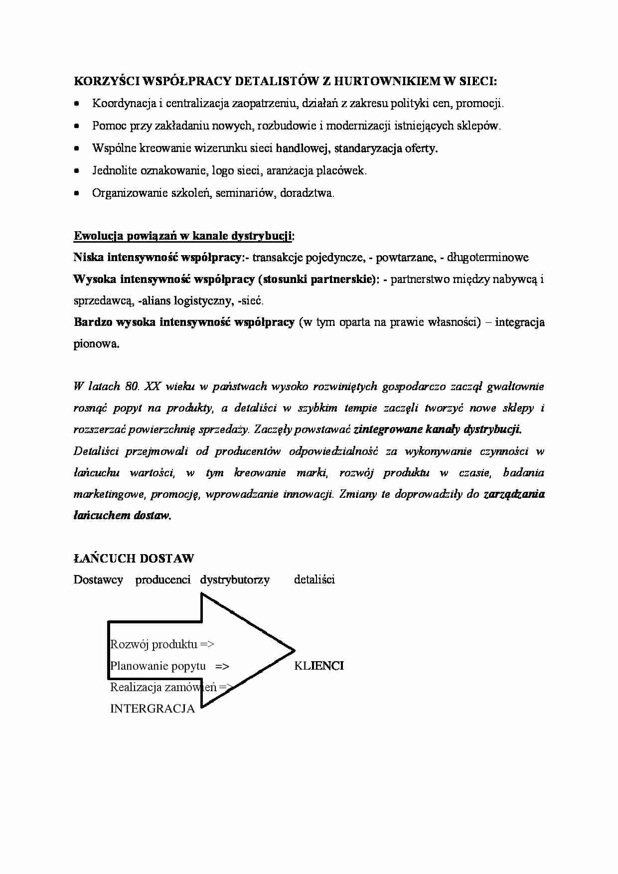 Korzyści współpracy detalistów - omówienie  (sem III) - strona 1