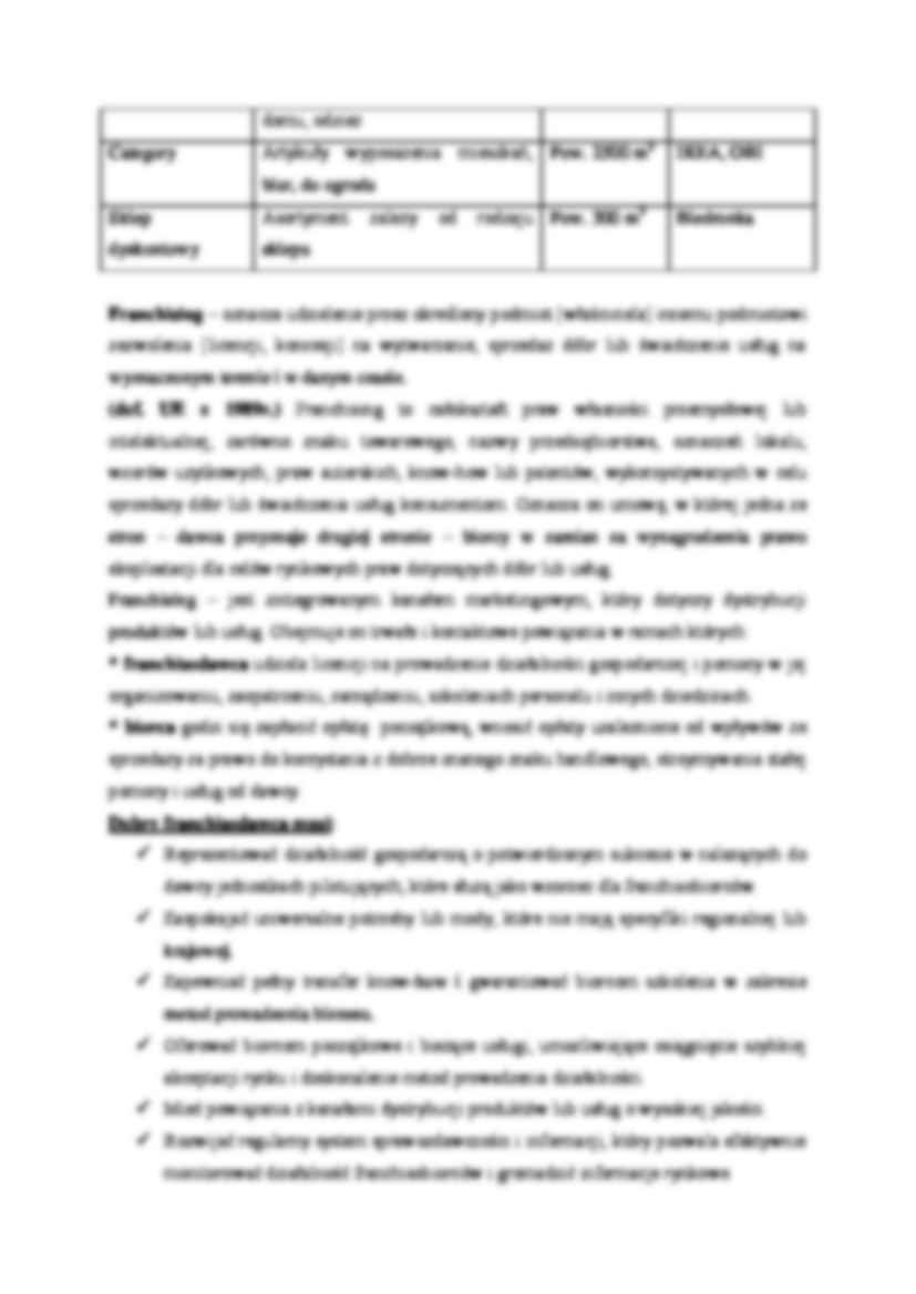 Formy handlu detalicznego - omówienie  (sem III) - strona 2