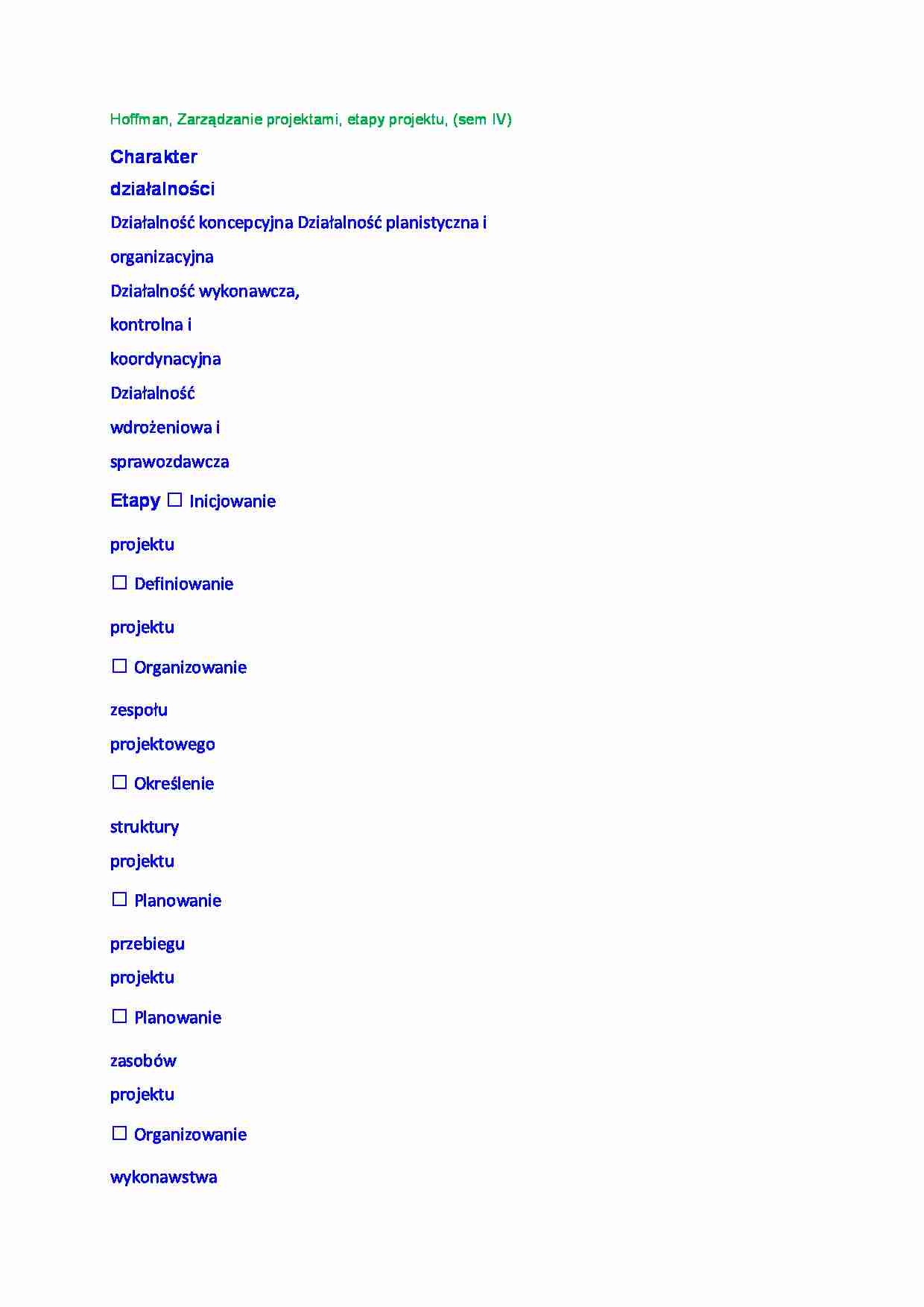 Etapy projektu, (sem IV) - strona 1