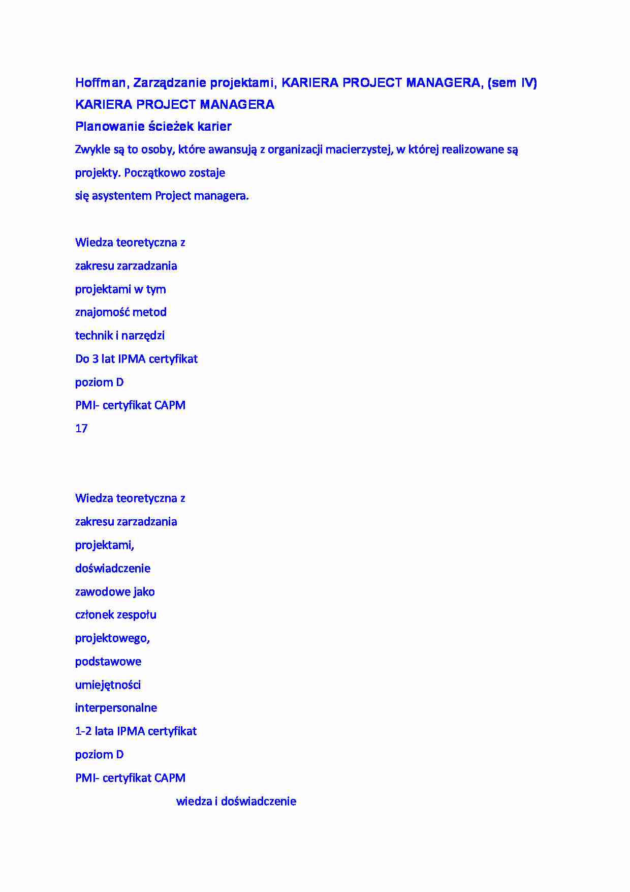 Kariera projekt managera, (sem IV) - strona 1