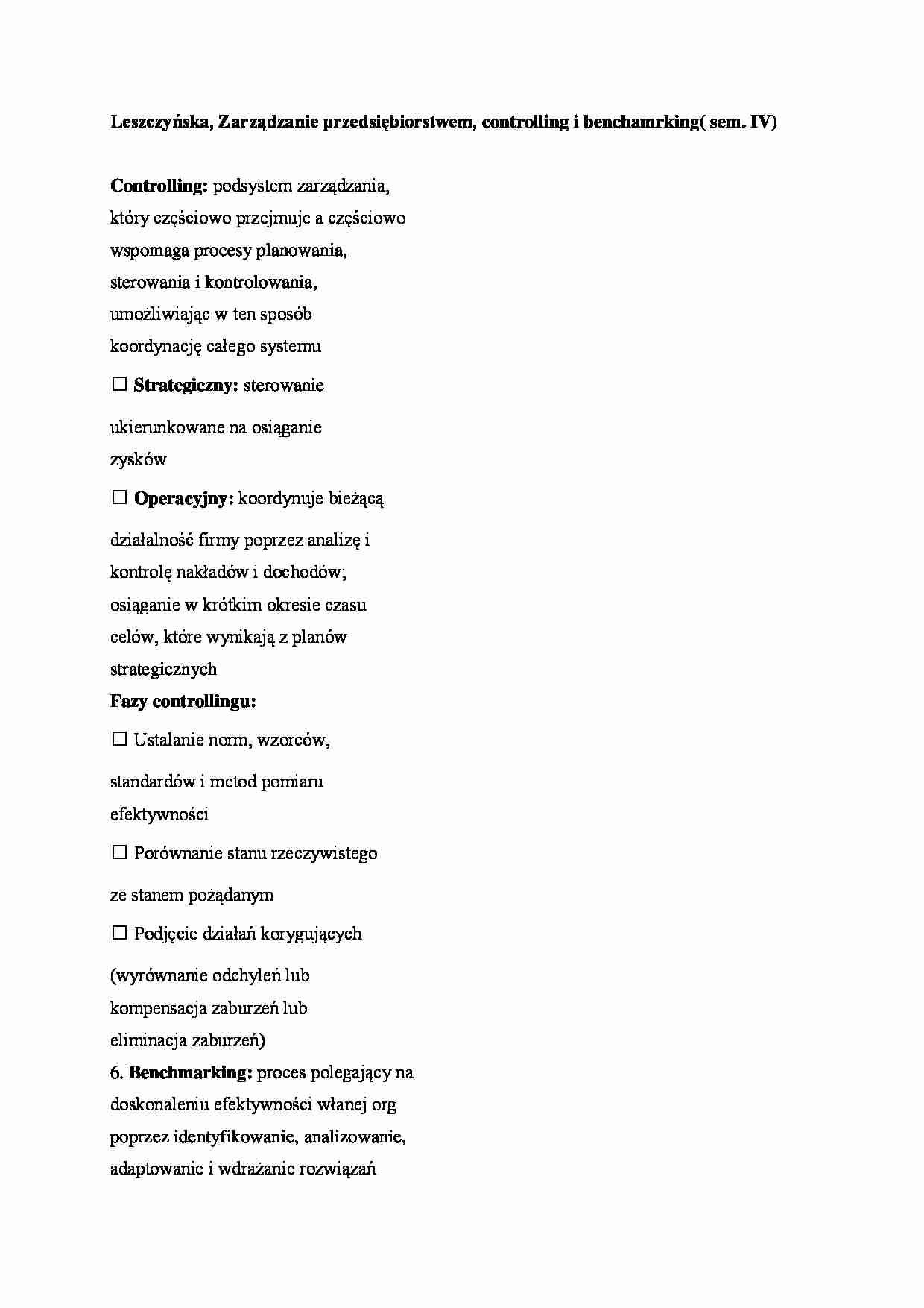 Controlling i benchamrking( sem. IV) - strona 1
