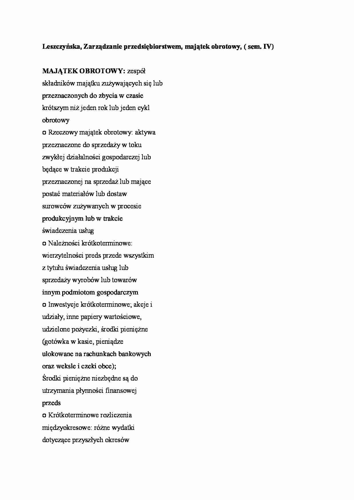 Majątek obrotowy, ( sem. IV) - strona 1