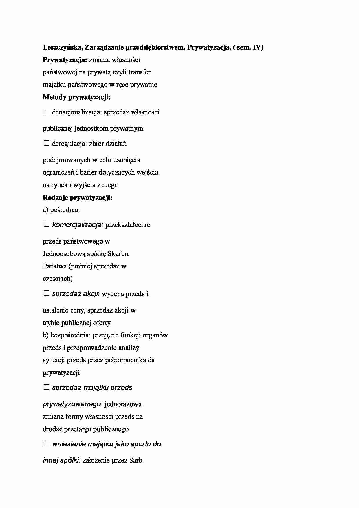 Prywatyzacja, ( sem. IV) - strona 1