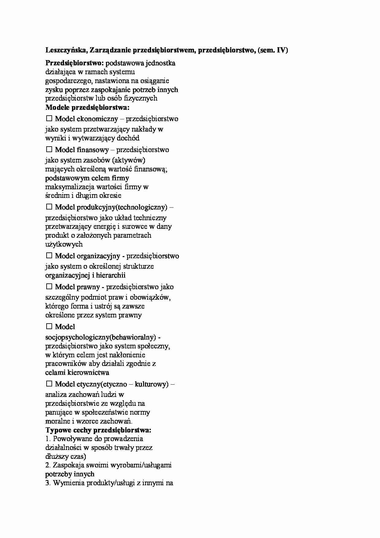 Przedsiębiorstwo, (sem. IV) - strona 1