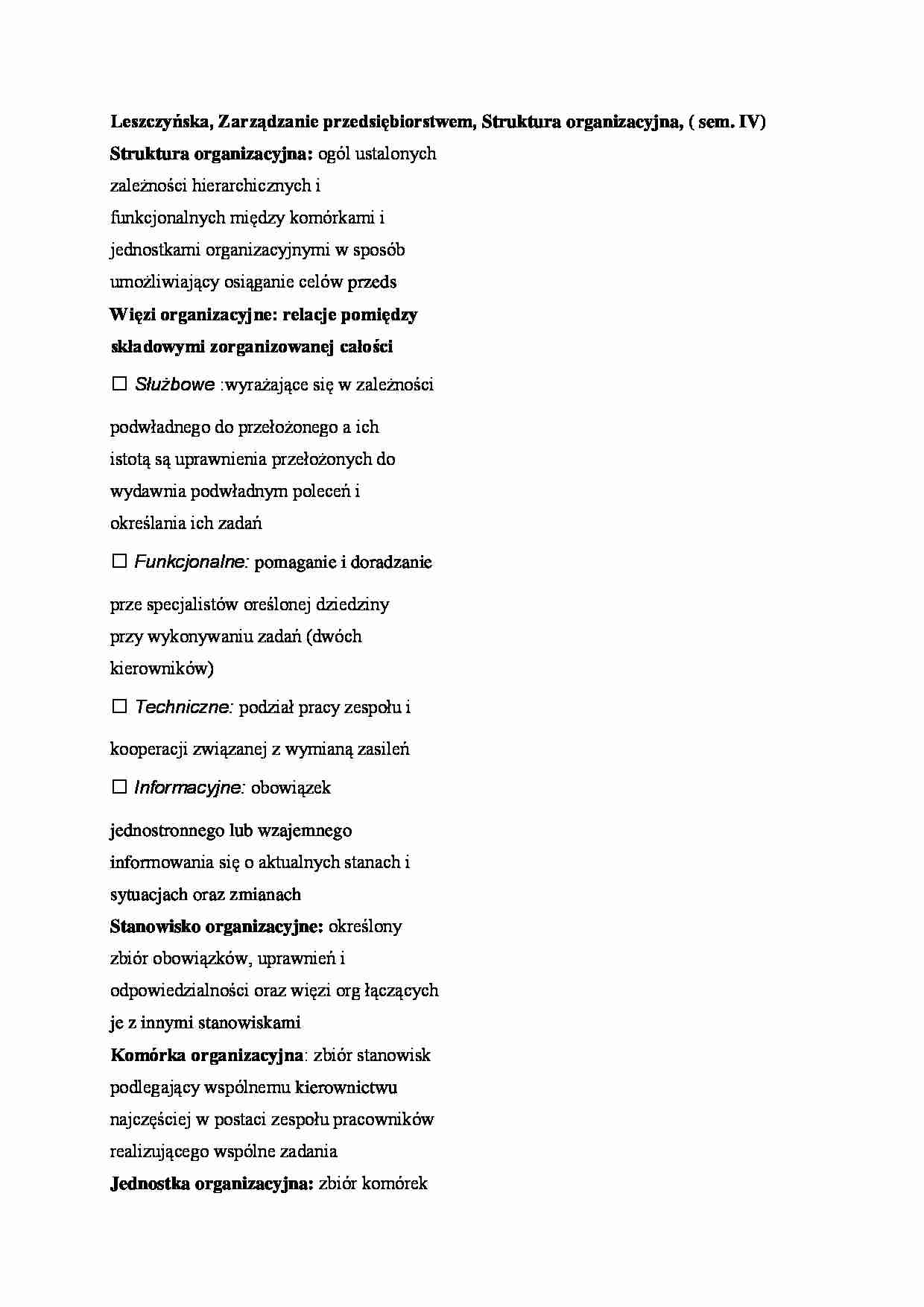 Struktura organizacyjna, ( sem. IV) - strona 1