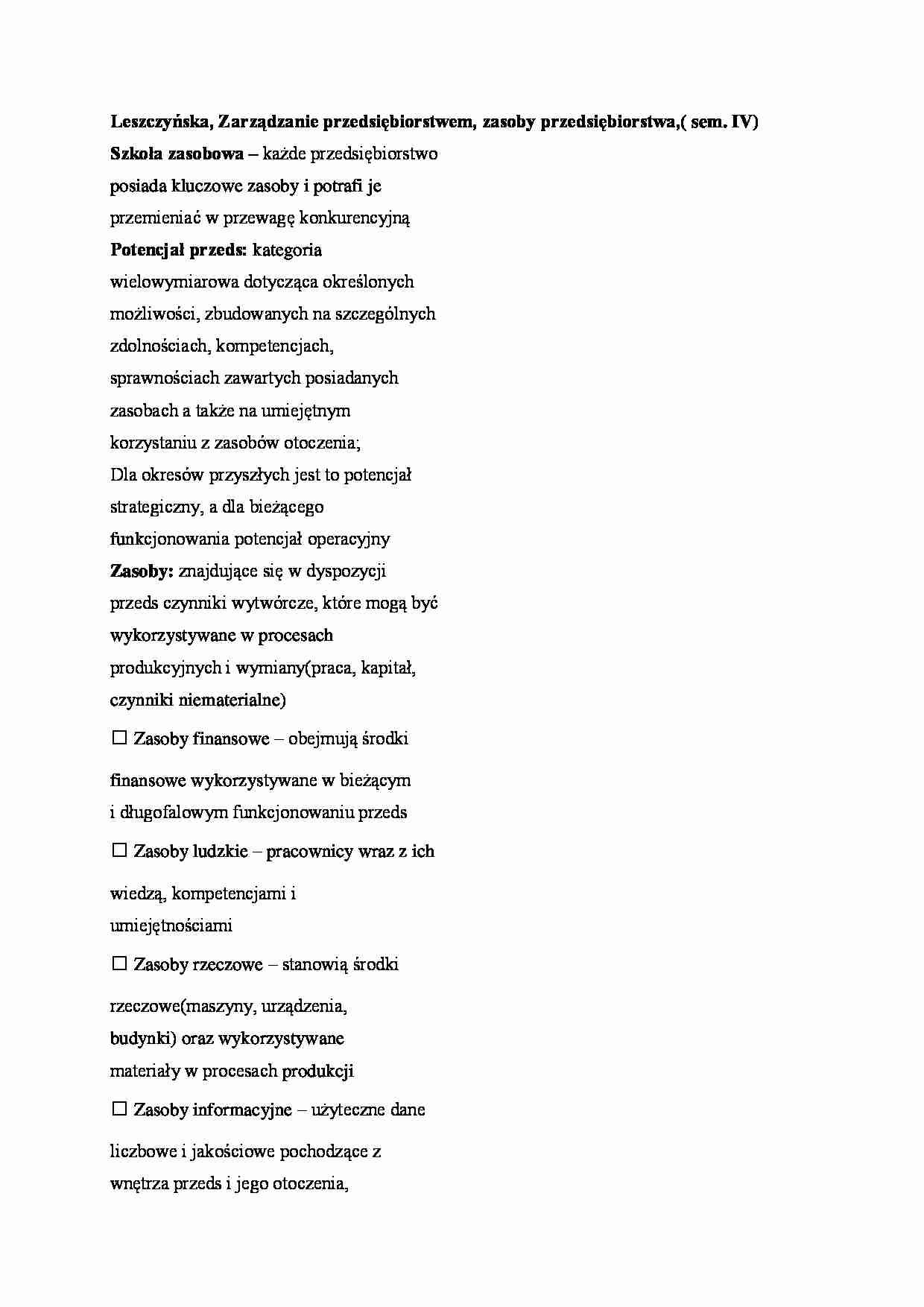 Zasoby przedsiębiorstwa,( sem. IV) - strona 1