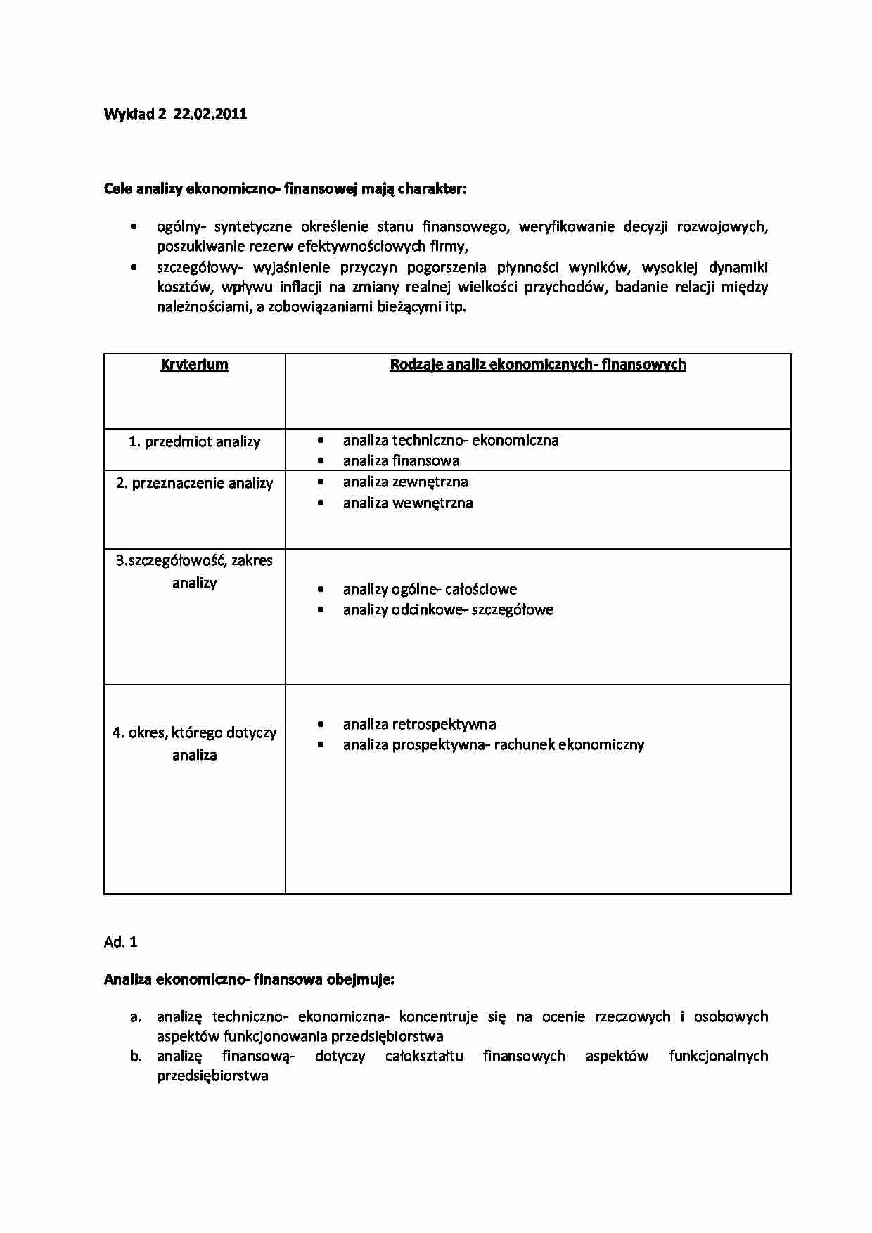Analiza ekonomiczno-finansowa, wykład 2 (SEM IV) - strona 1