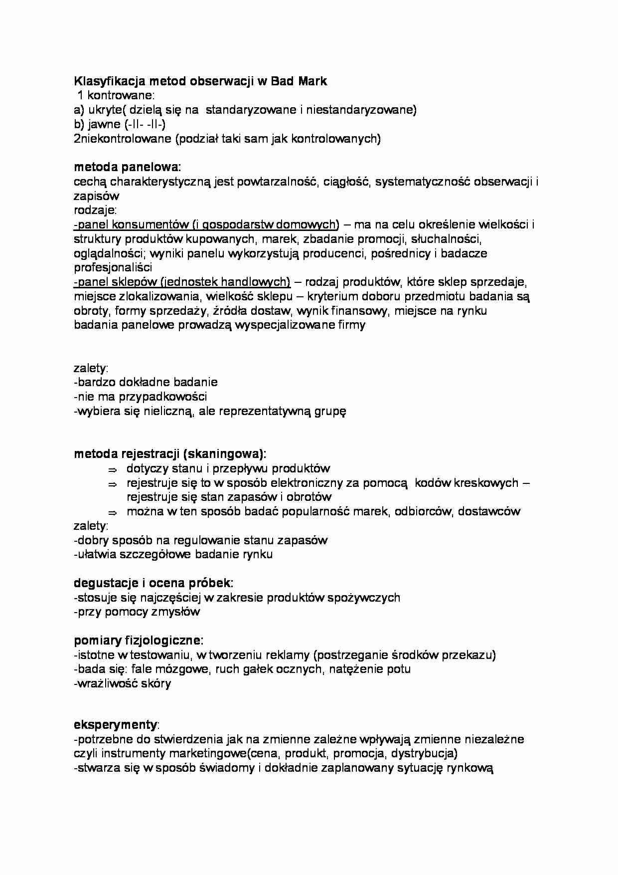 Metody obserwacji, (sem IV) - strona 1