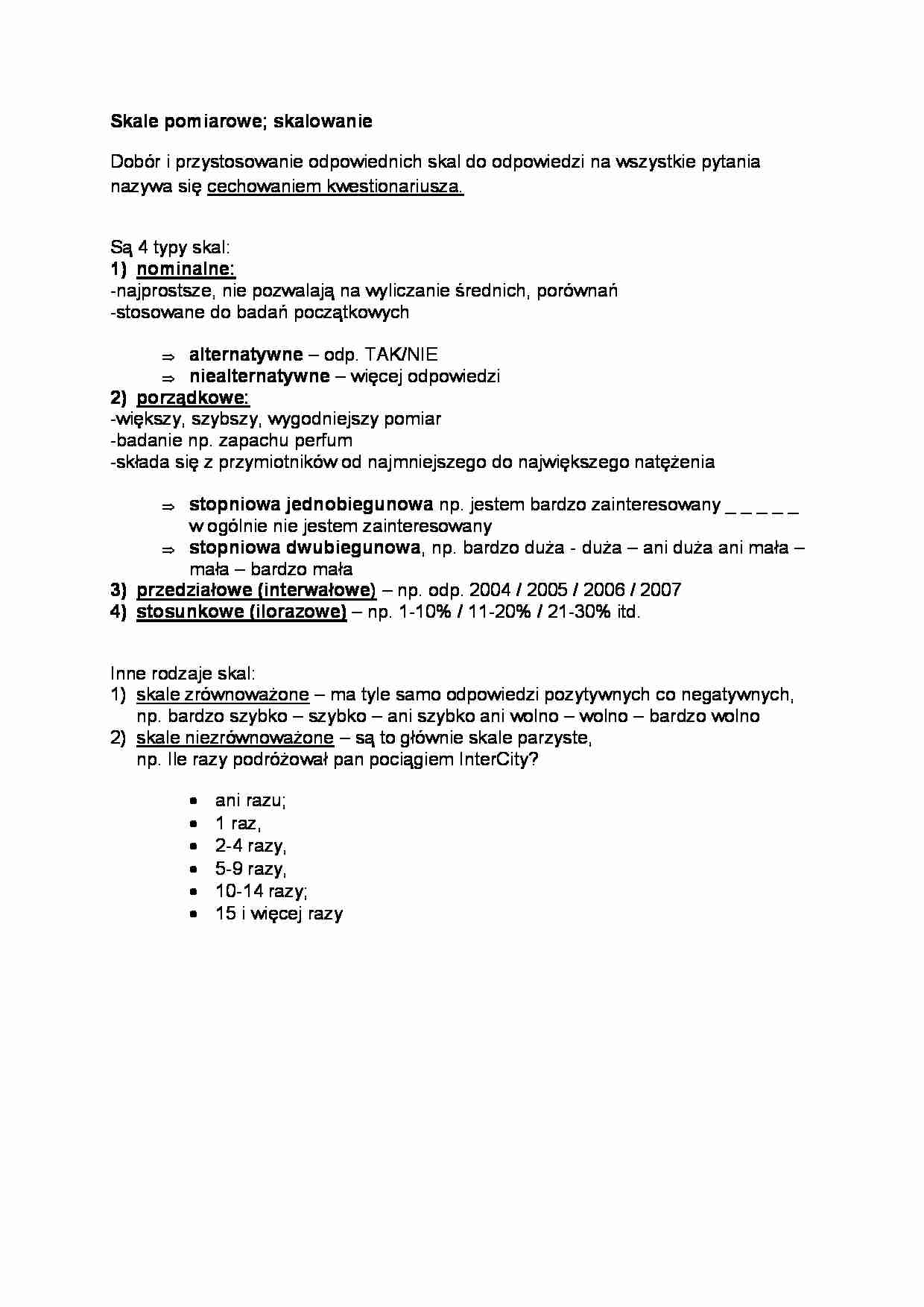 Skale pomiarowe w kwestionariuszu, (sem IV) - strona 1