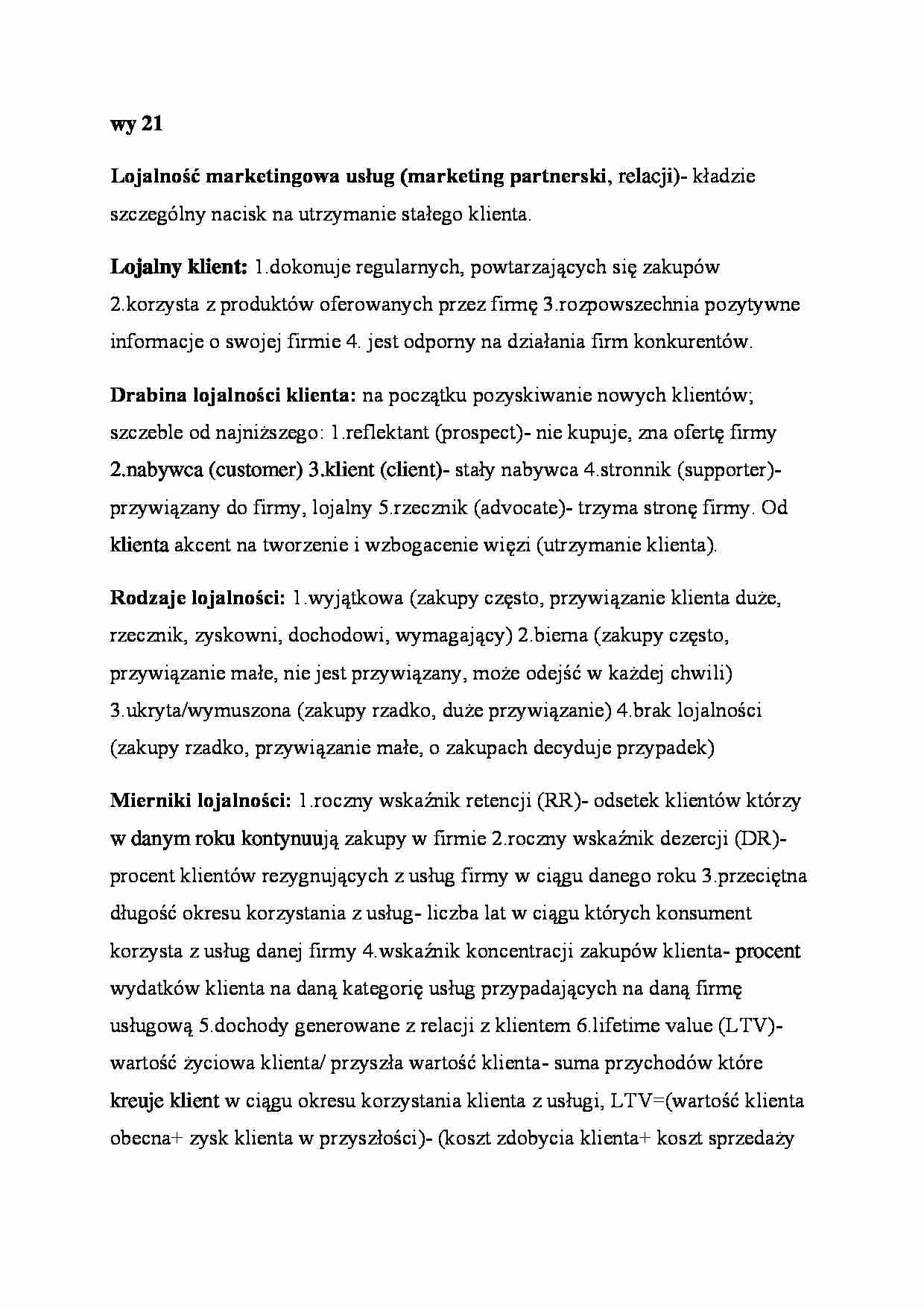 Marketing usług - wykład 21 (sem.VI) - strona 1