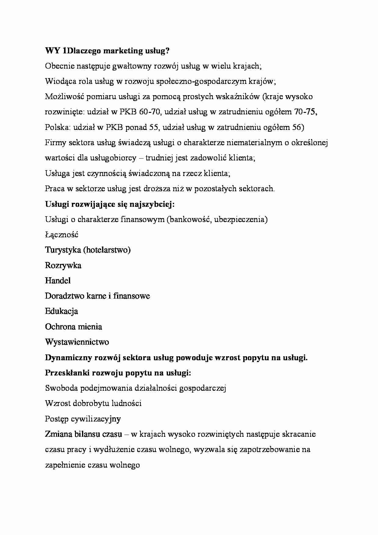 Marketing usług - wykład 1 (sem.VI) - strona 1