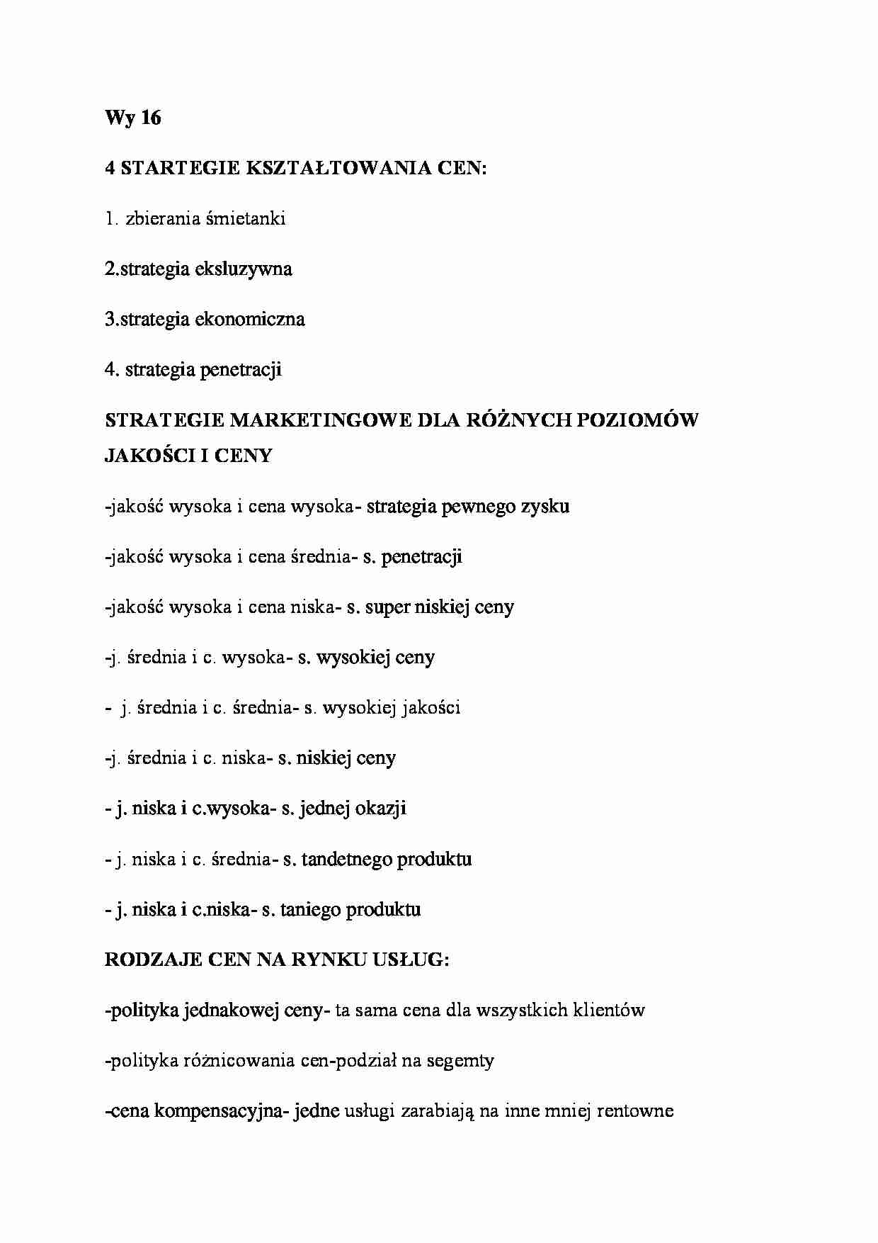 Marketing usług - wykład 16 (sem.VI) - strona 1