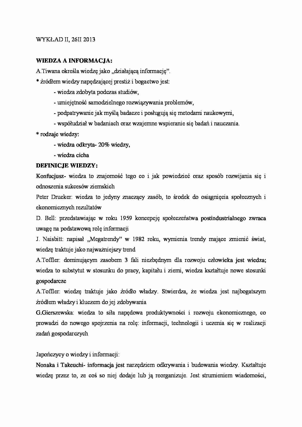 Zarządzanie wiedzą i ochrona własności intelektualnej - wykład 2 - strona 1