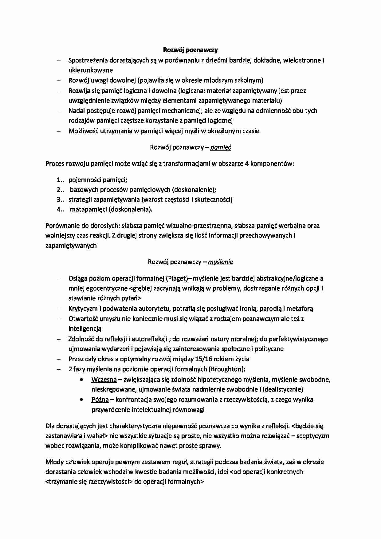 Rozwój poznawczy - wykład - strona 1