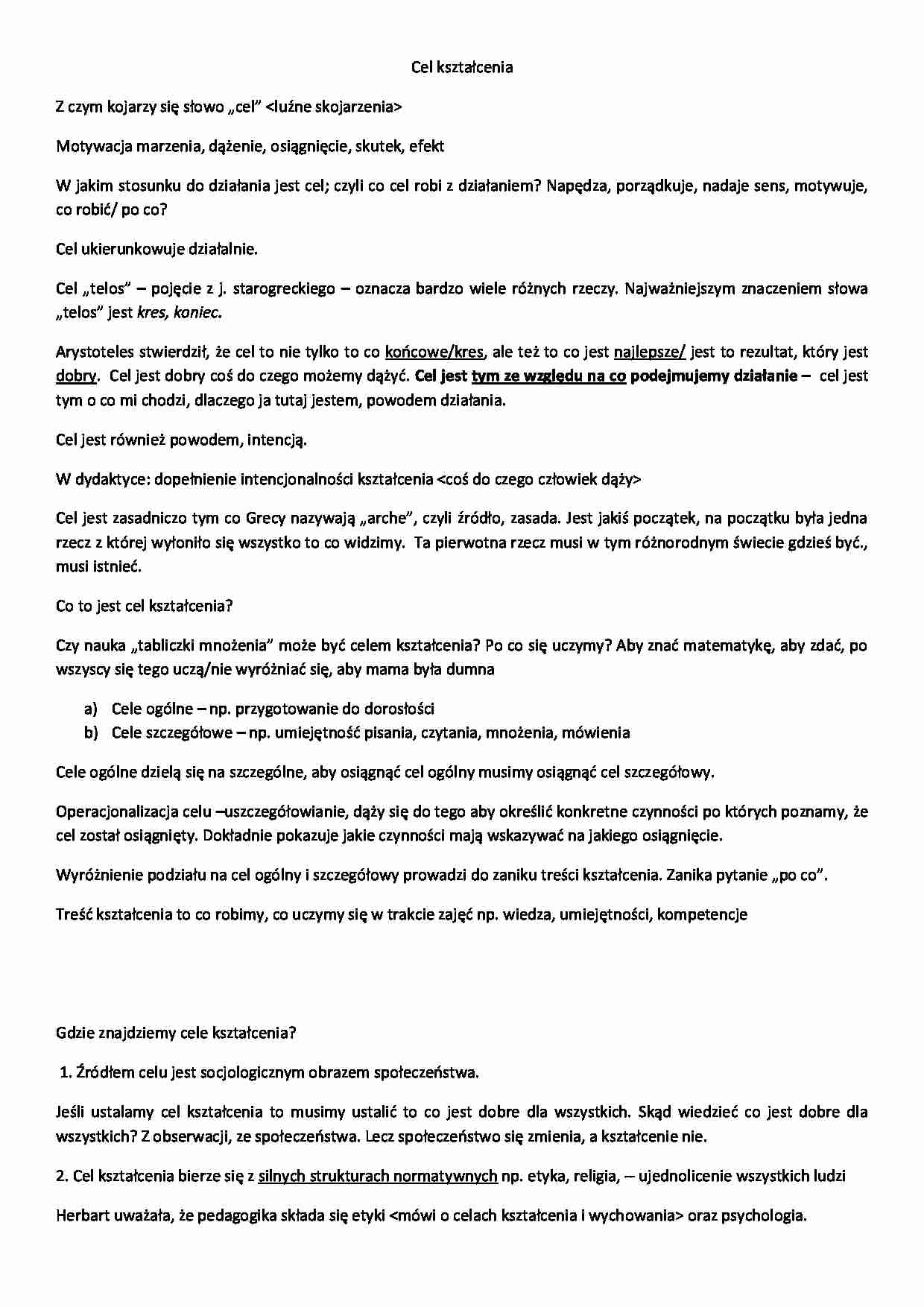 Cel kształcenia - wykład - strona 1